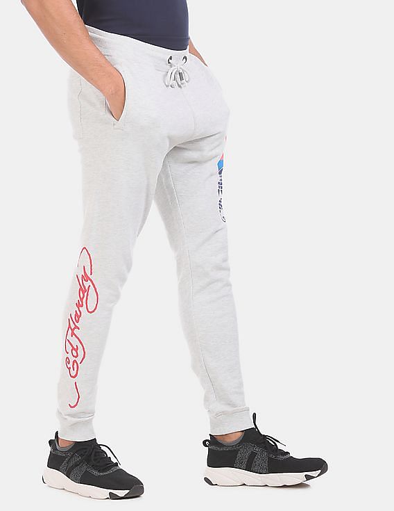 Buy Ed Hardy Men Grey Drawstring Waist Printed Joggers NNNOW