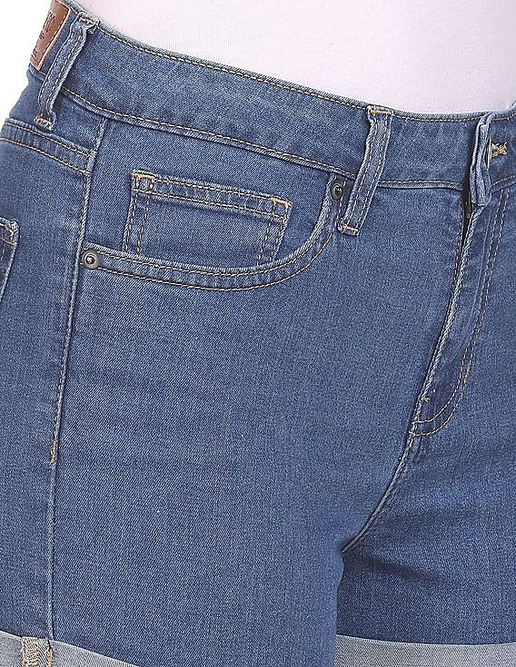 Aeropostale Women Blue High Rise Denim Shorts
