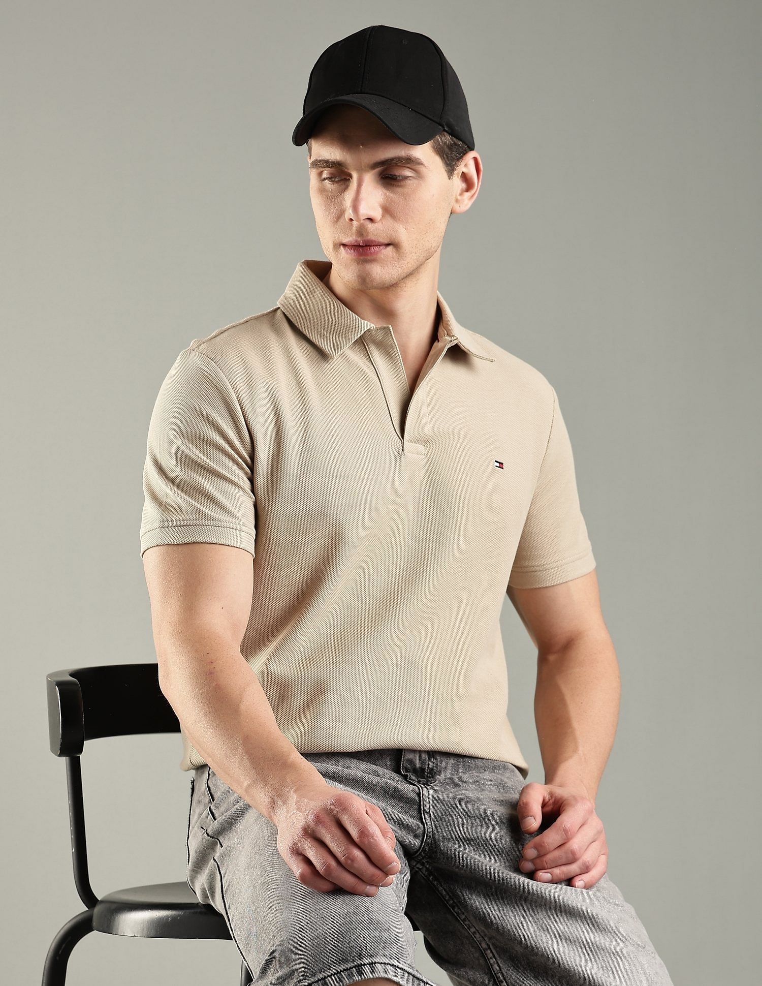 Tommy Hilfiger Solid Regular-Fit Cotton Polo T-Shirt