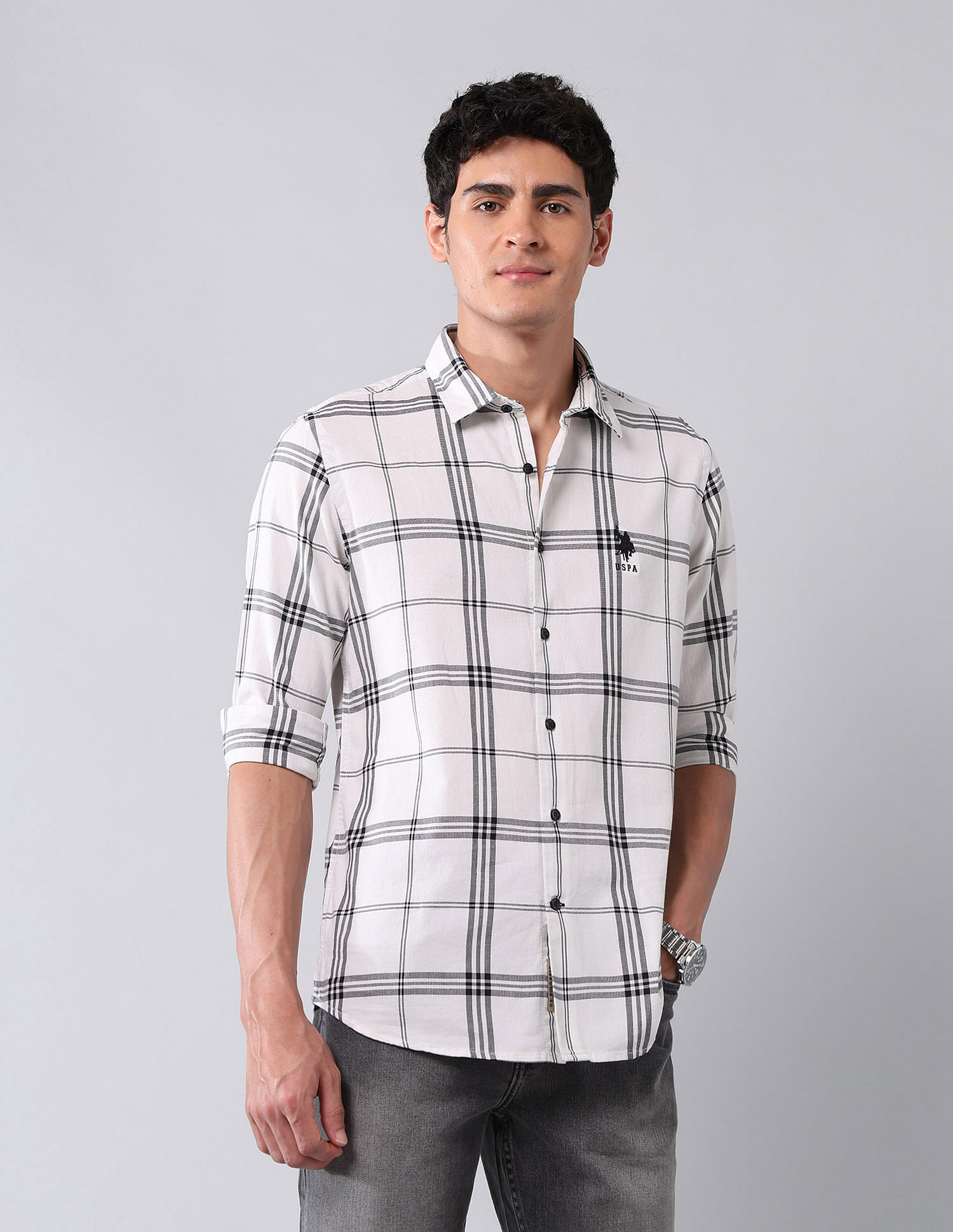 U.S. Polo Assn. Denim Co. Grid Tattersall Checked Pure Cotton Shirt