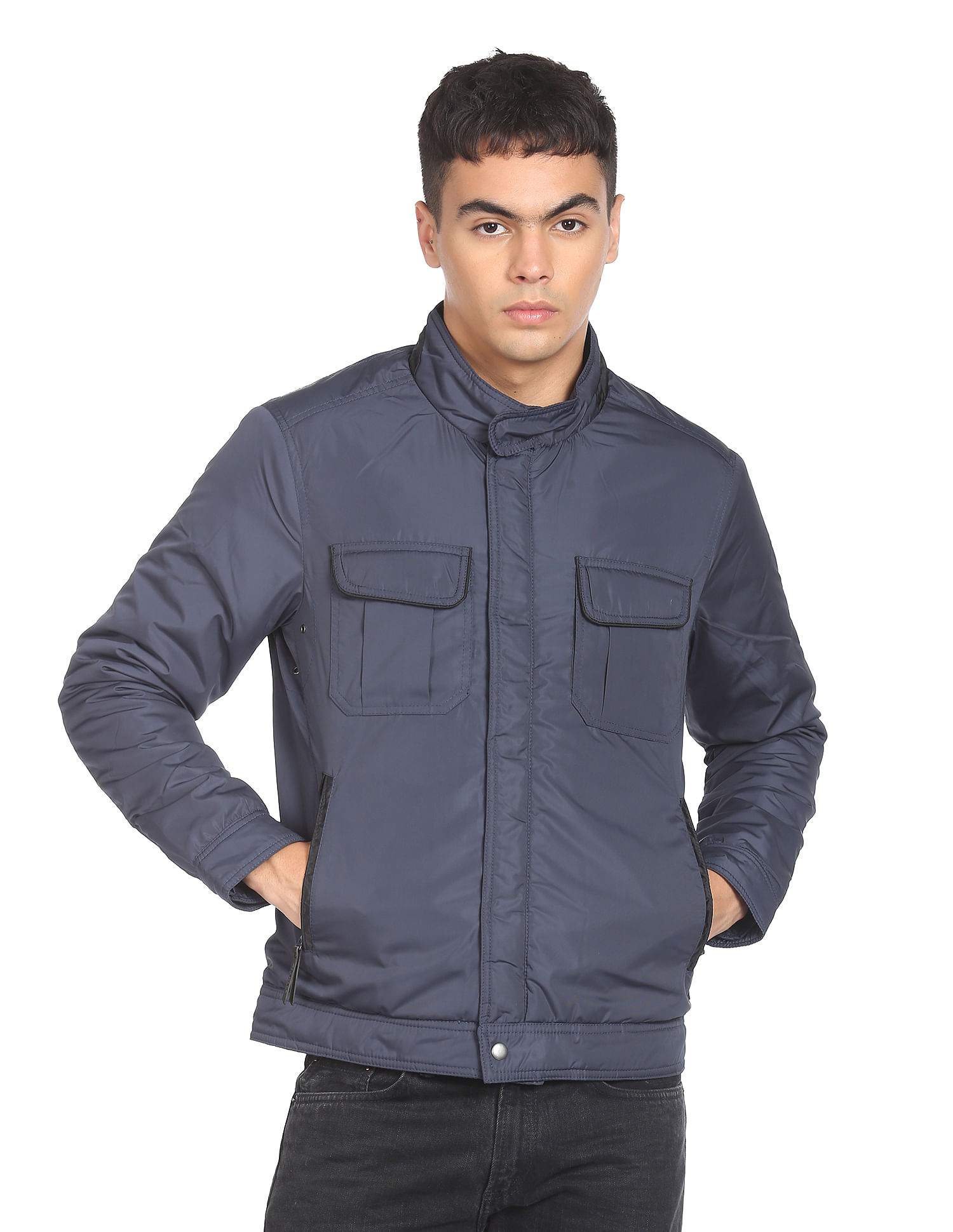 Flying Machine Solid Zip Up Padded Jacket