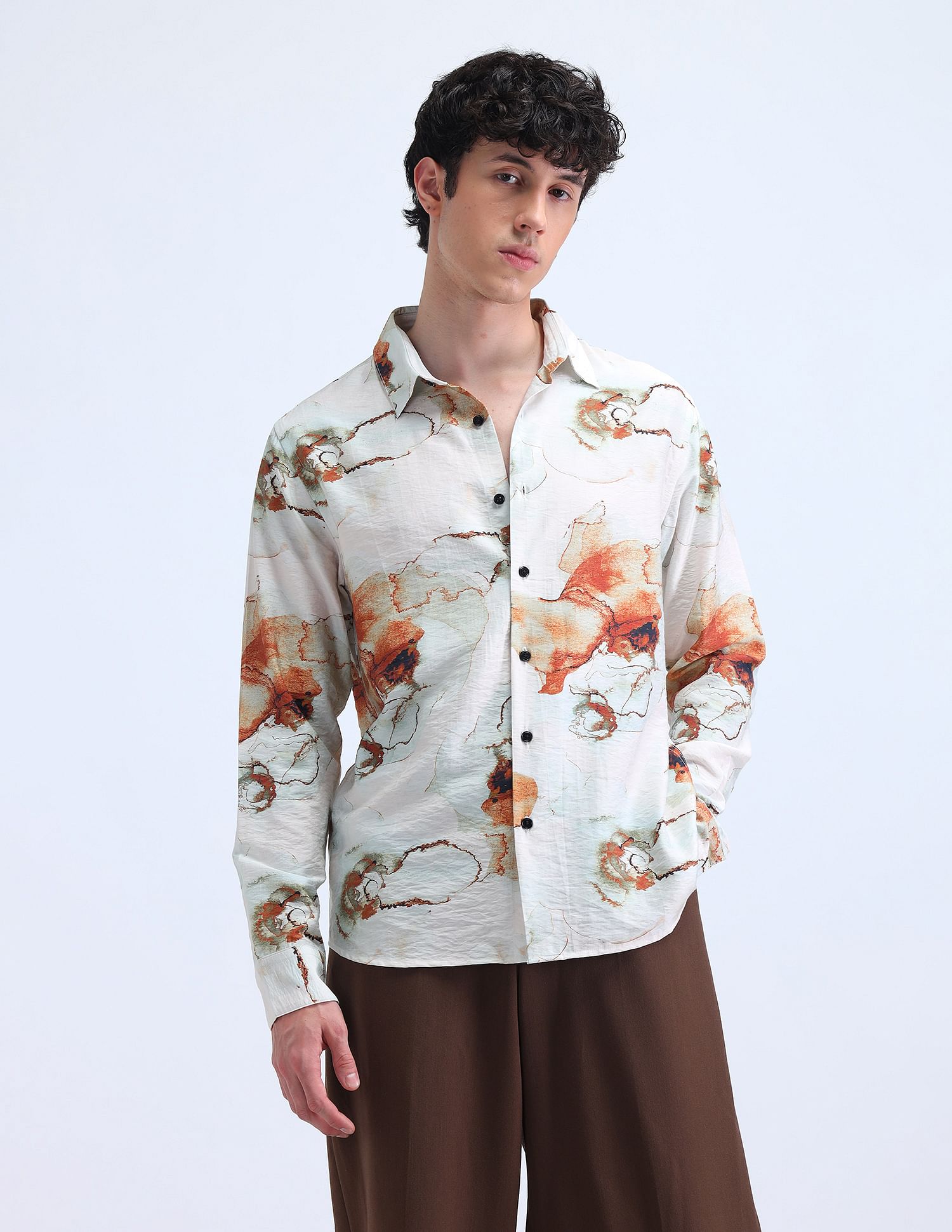 Flying Machine Floral Pattern Regular Shirt