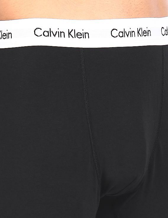 Calvin Klein Underwear Men Black Contrast Waist Solid Trunks - Pack Of 3