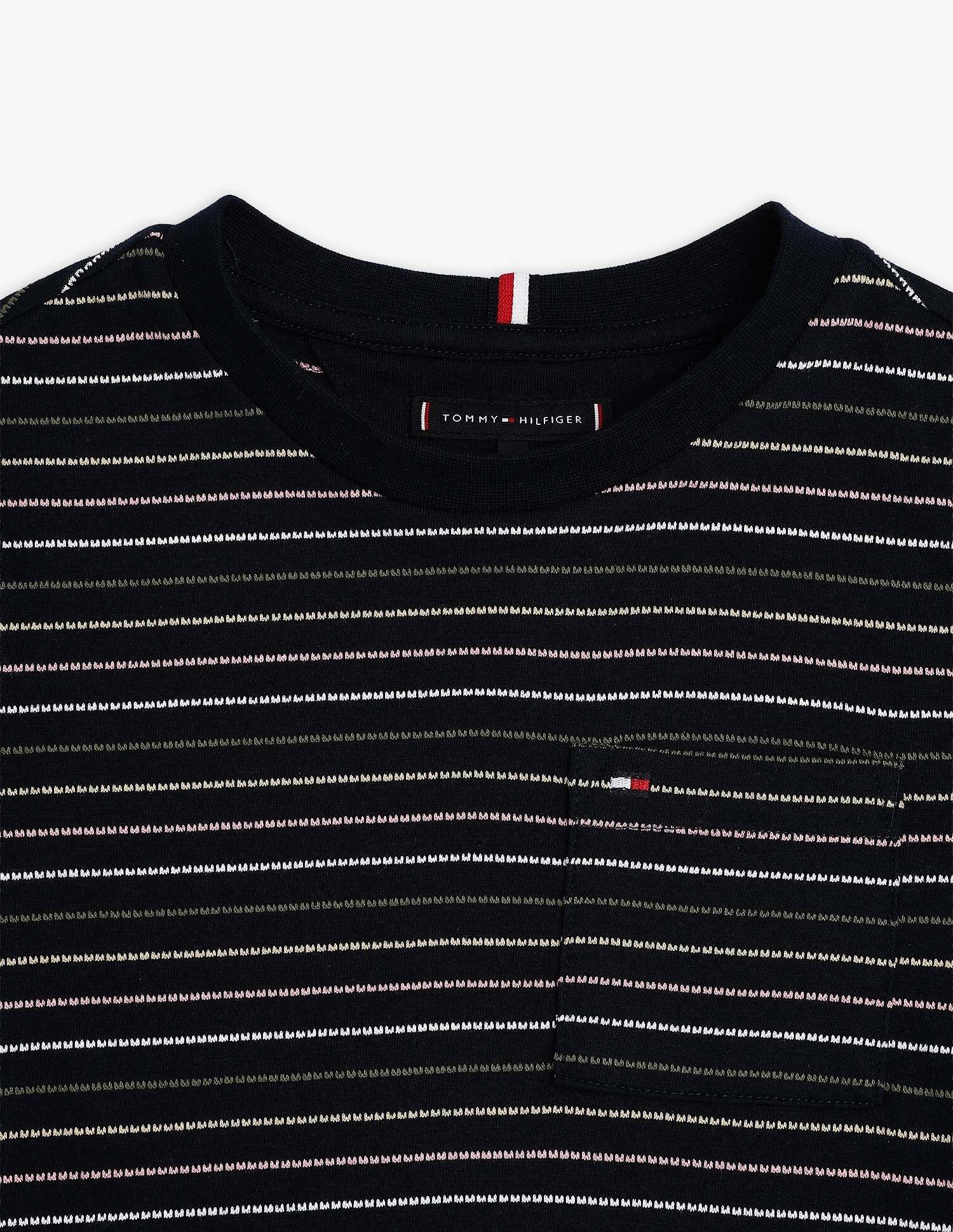 Tommy Hilfiger Kids Boys Striped Regular Fit Cotton T-Shirt