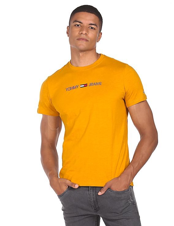 Mustard tommy hilfiger t shirt Clearance