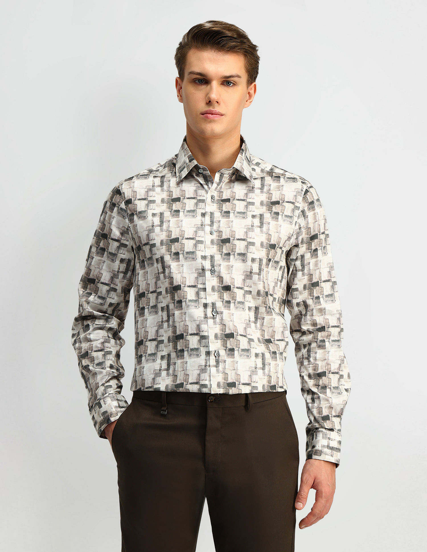 Arrow Pure Cotton Abstract Printed Shirt