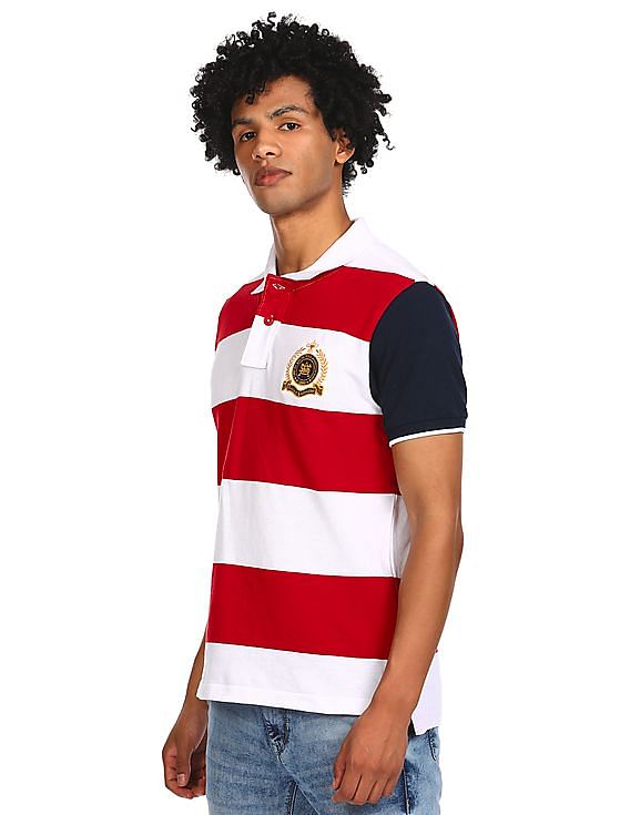 red and white striped polo t shirt