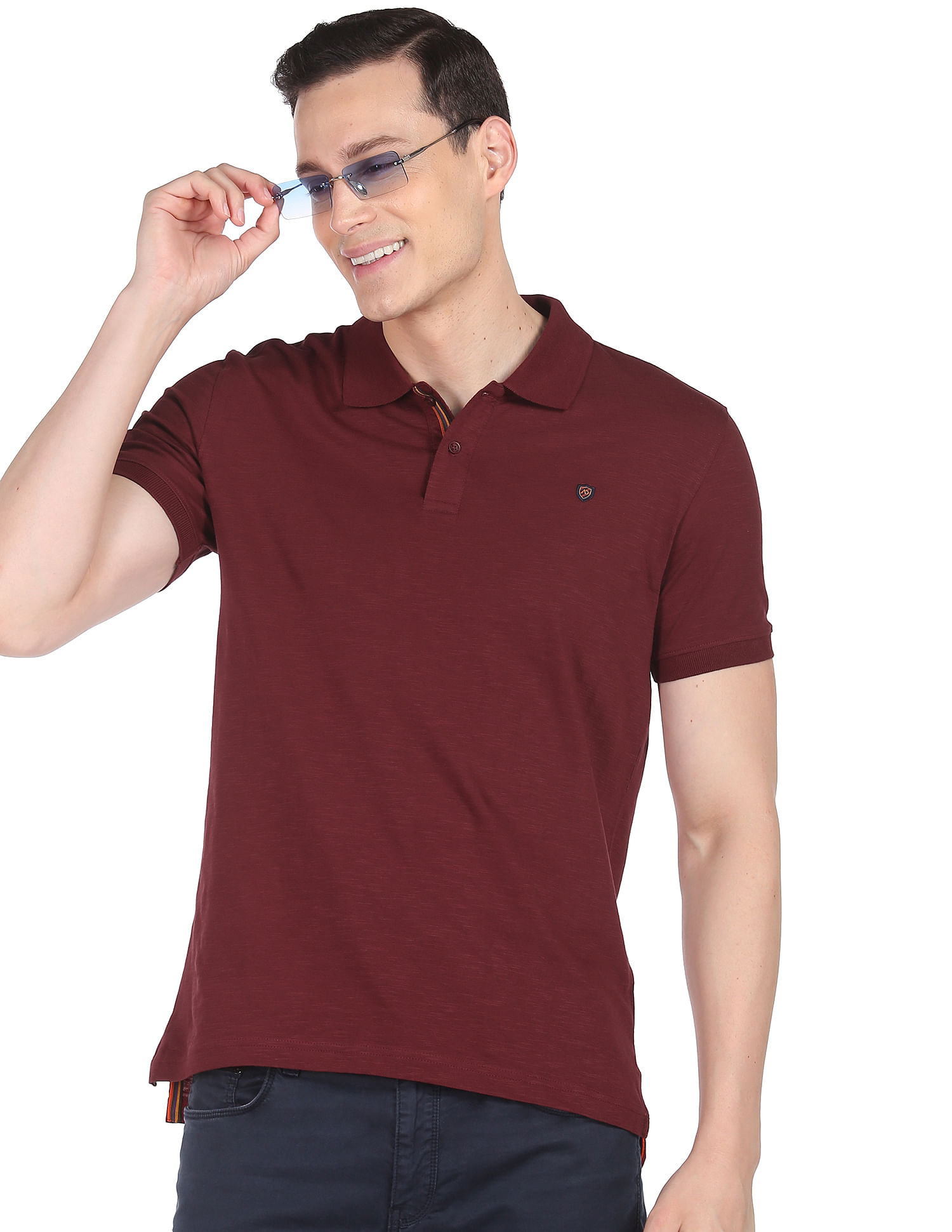 AD by Arvind Modern Jersey Slub Polo Shirt