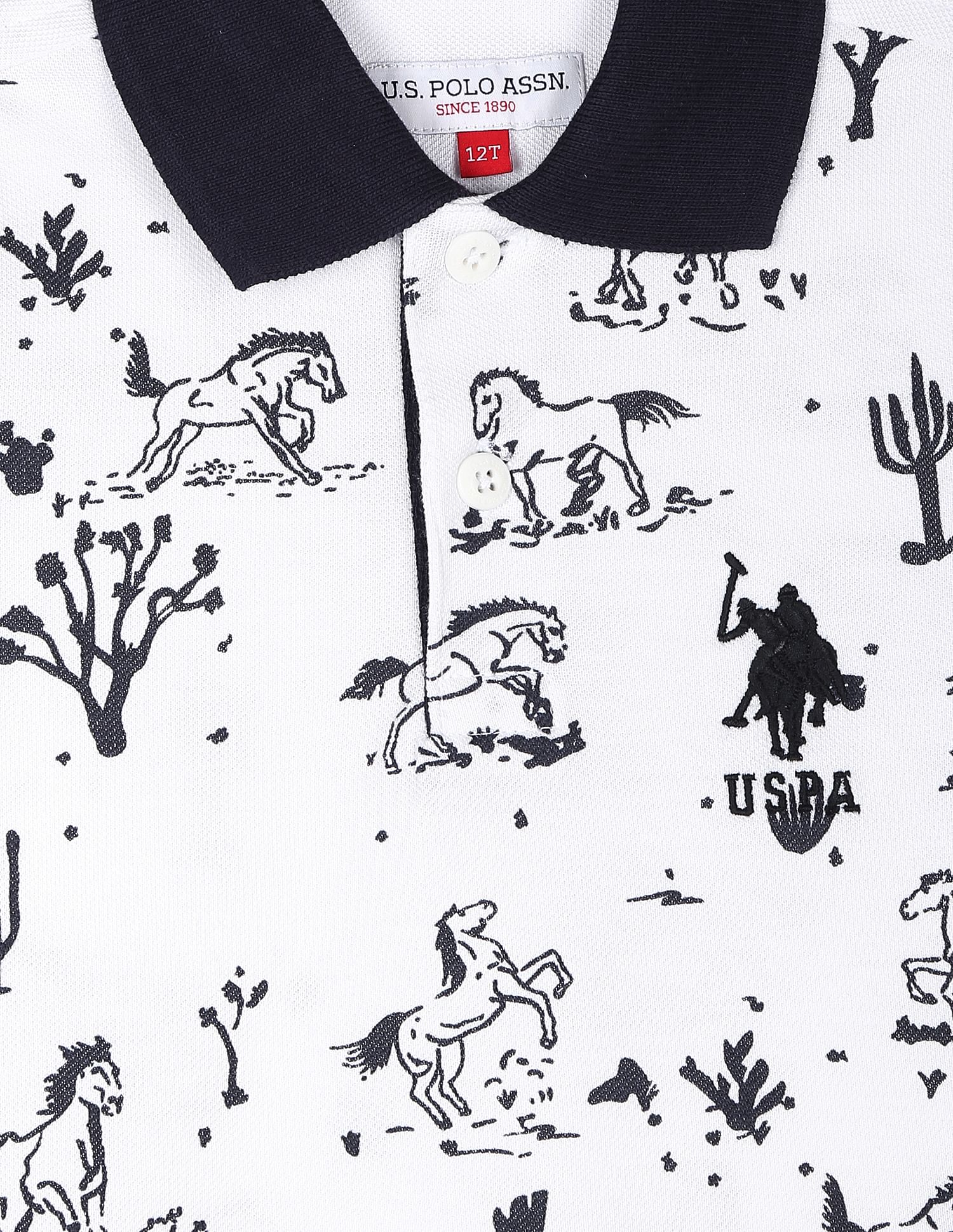 U.S. Polo Assn. Kids Brand Print Cotton Polo Shirt