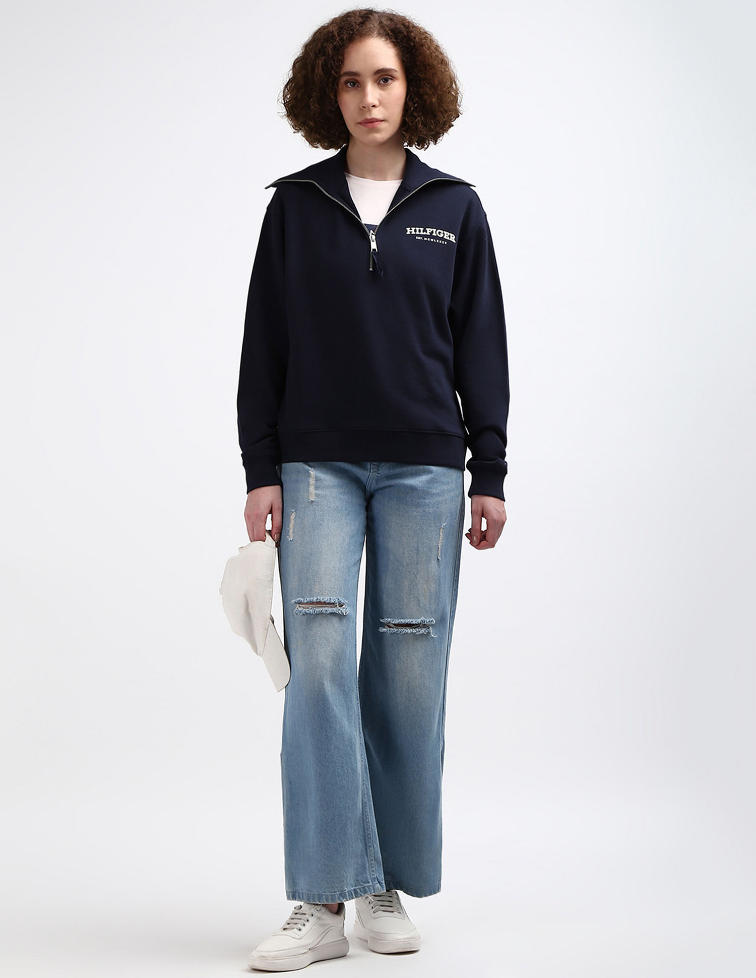 Tommy Hilfiger Monotype Flock Short Zip Sweatshirt