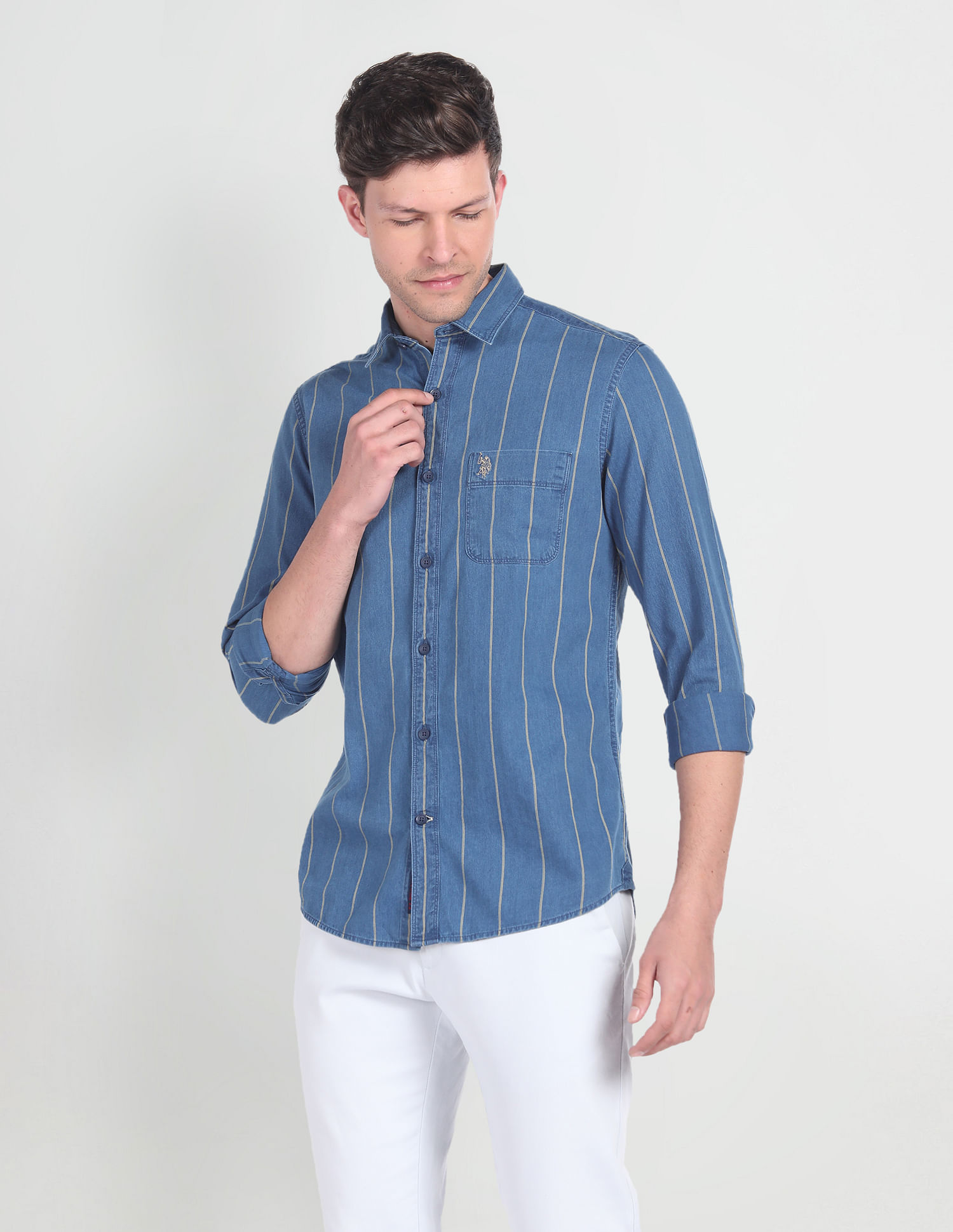 U.S. Polo Assn. Denim Co. Vertical Stripe Slim Shirt