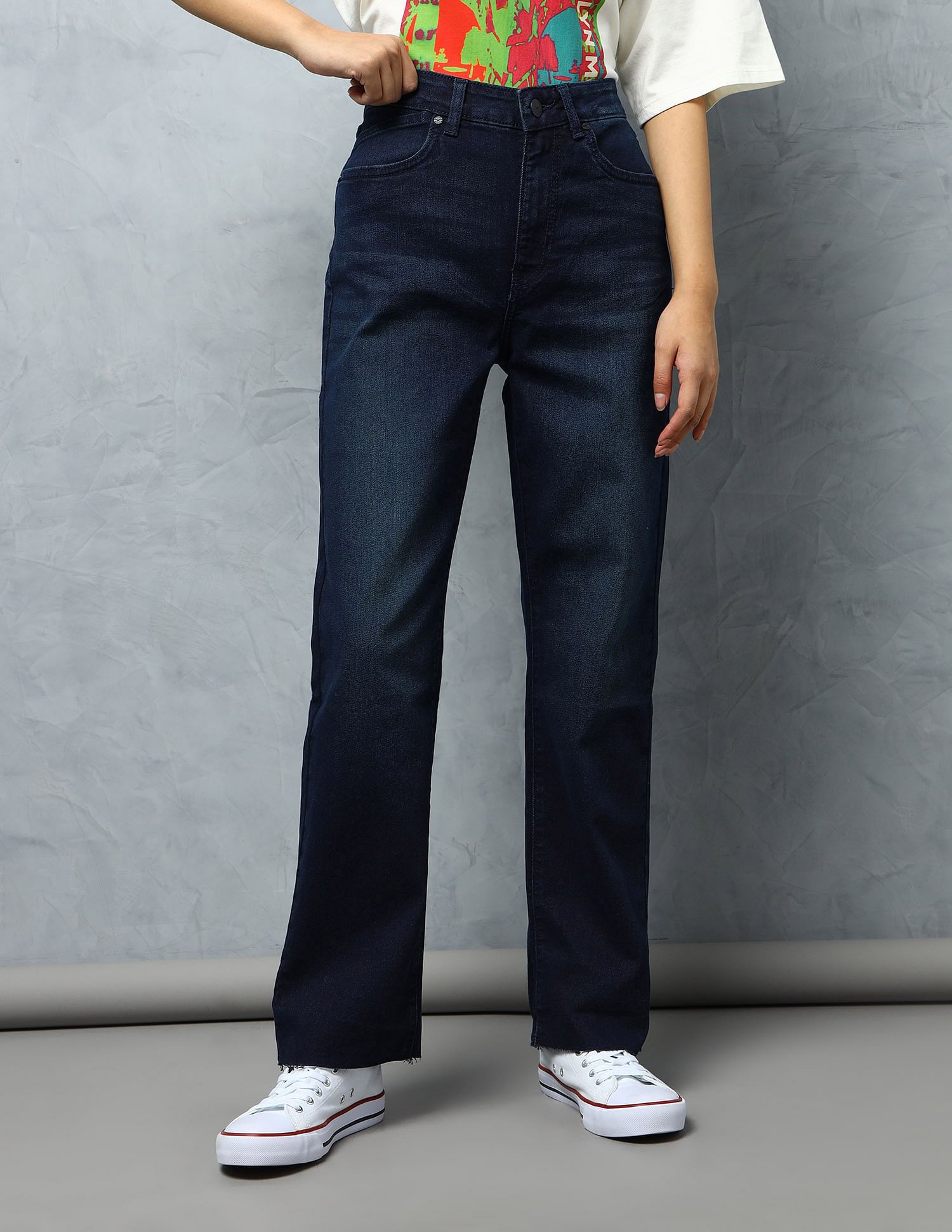 Flying Machine Women High Rise Straight Fit Jeans