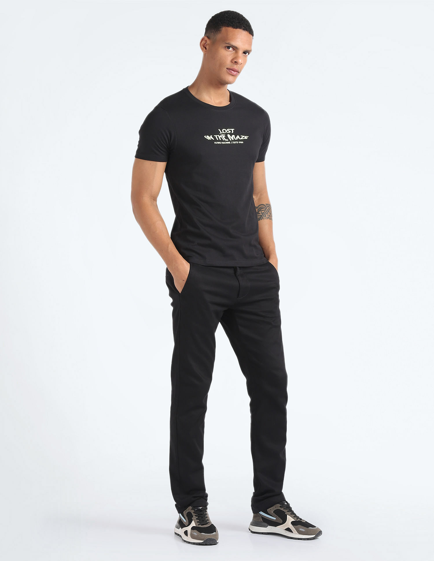 Flying Machine Cotton Glow In The Dark T-Shirt