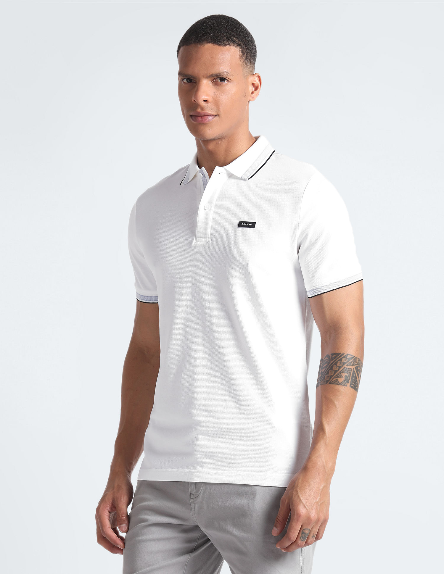 Calvin Klein Stretch Pique Tipped Polo Shirt