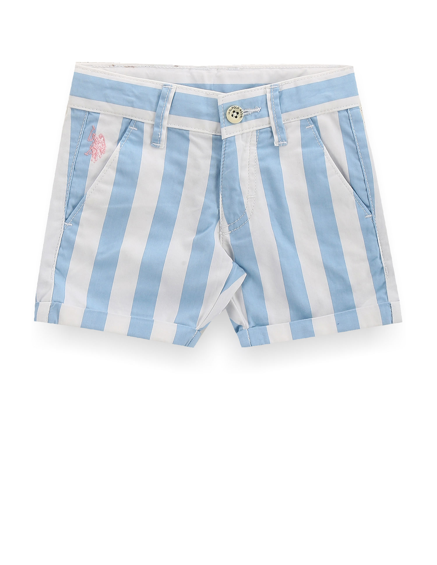 U.S. Polo Assn. Kids Boys Vertical Stripe Cotton Shorts