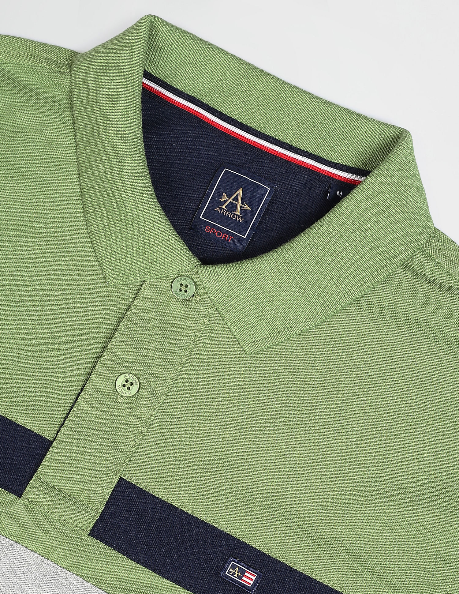 Arrow Sports Striped Cotton Blend Polo Shirt