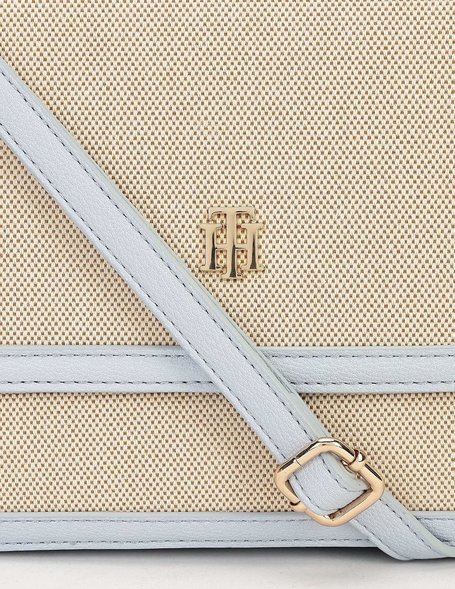 Tommy Hilfiger Solid Blue Polyester Sling Bags