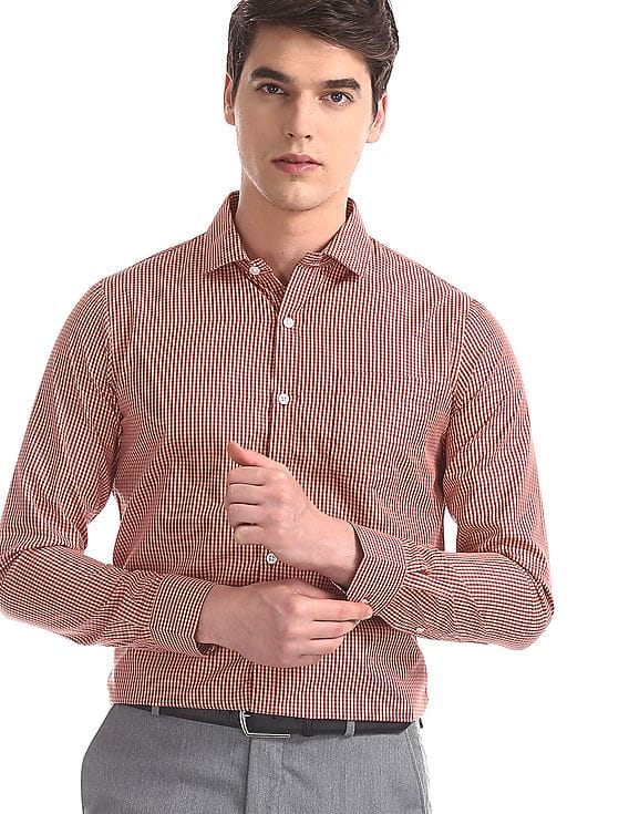 Excalibur Red Regular Fit Check Shirt 