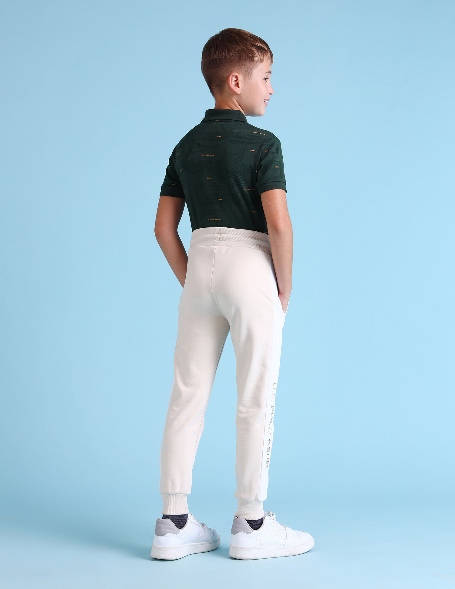 U.S. Polo Assn. Kids Boys Brand Printed Regular Fit Track Pants