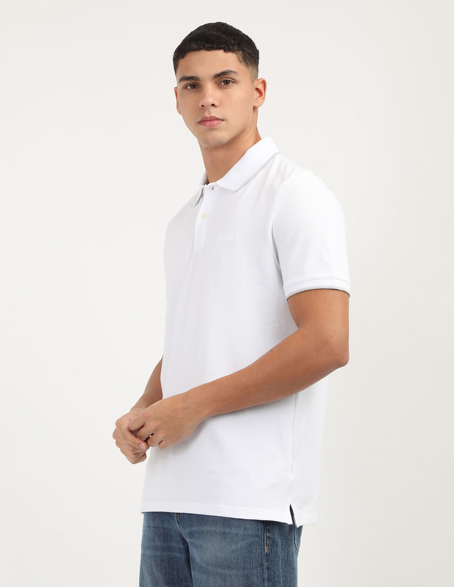 Calvin Klein Jeans Stretch Pique Solid Tipped Polo Shirt