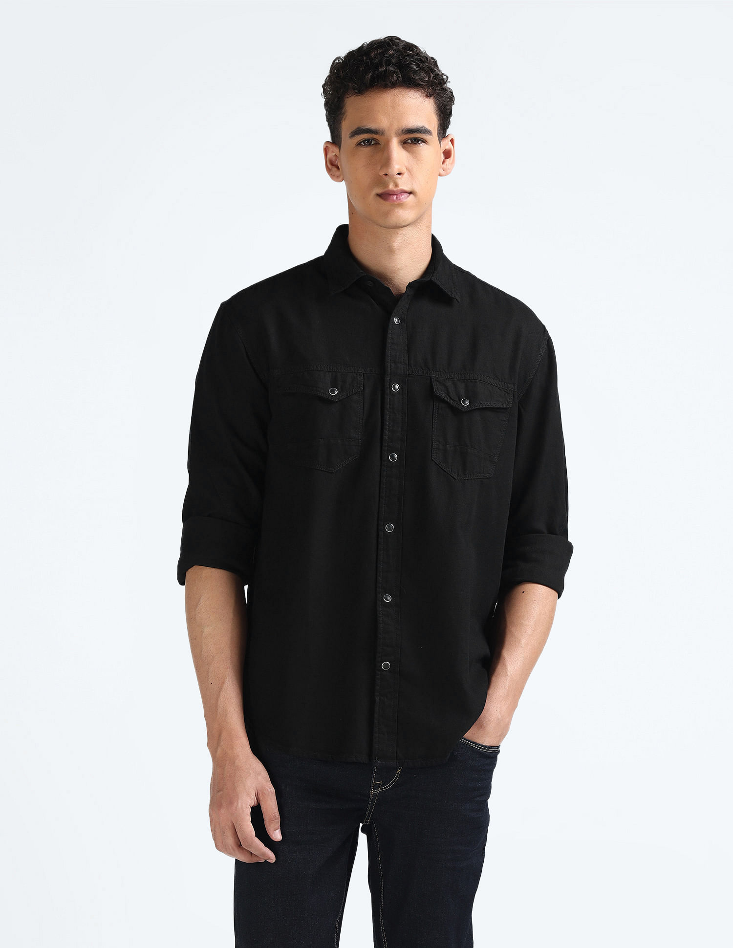 Flying Machine Chambray Weave Cotton Shirt