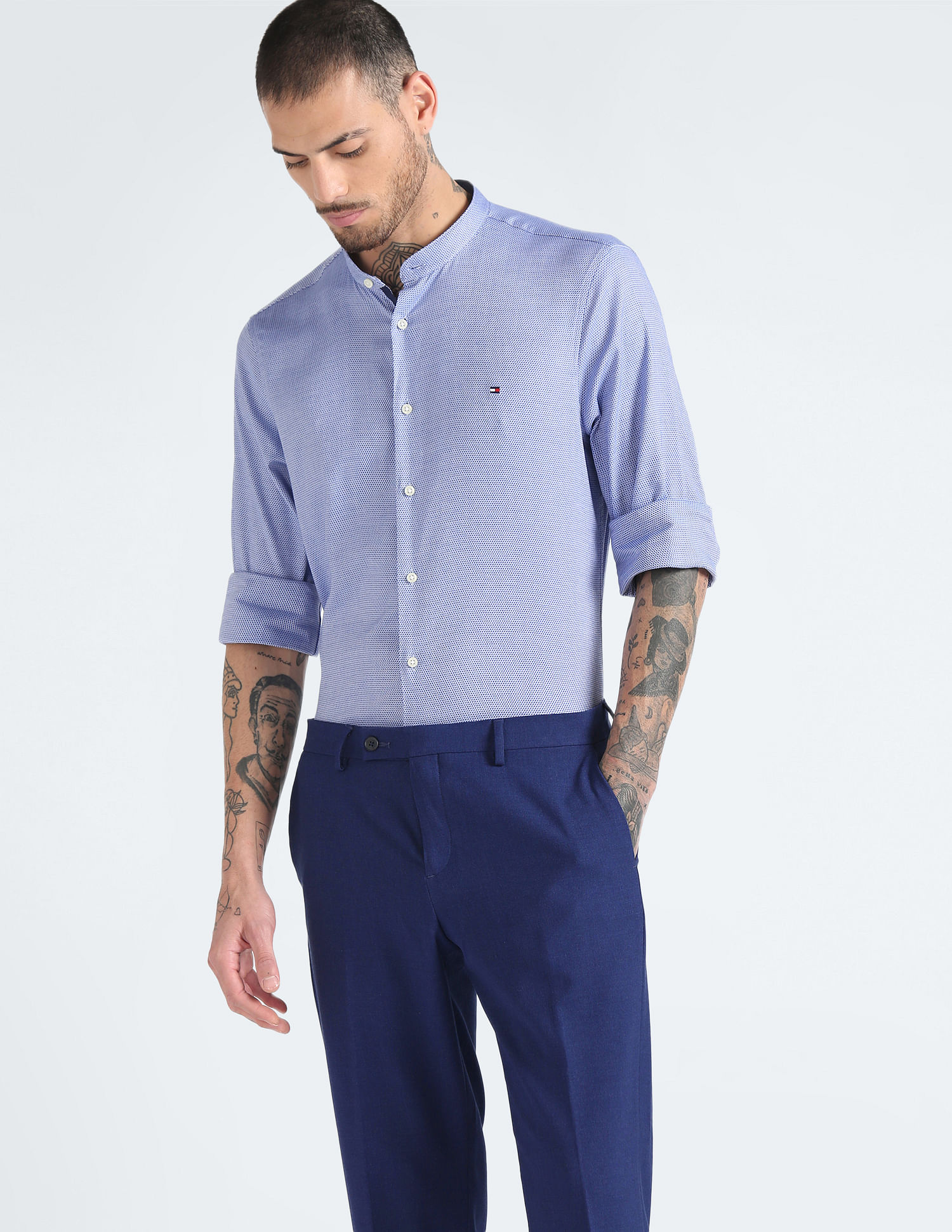Tommy Hilfiger Mandarin Collar Dobby Shirt