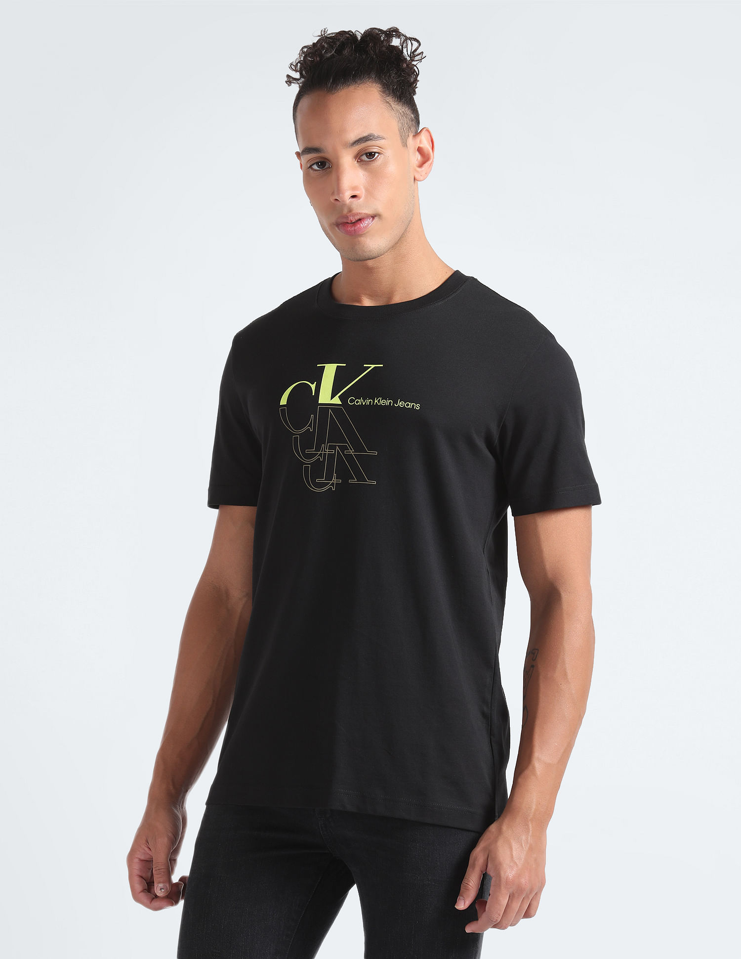 Calvin Klein Jeans stacked logo T-shirt in black