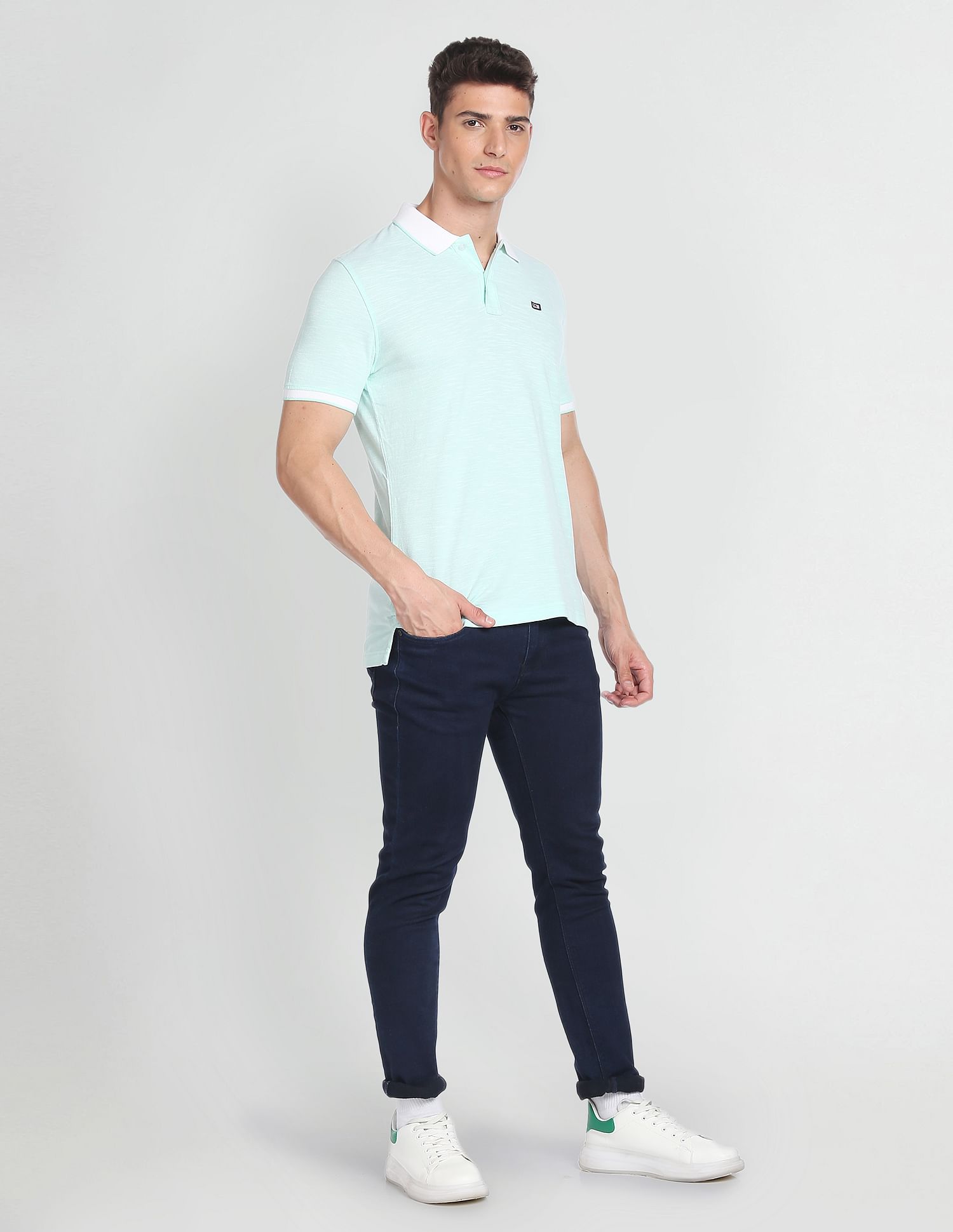 Arrow Sports Contrast Collar Cotton Polo Shirt