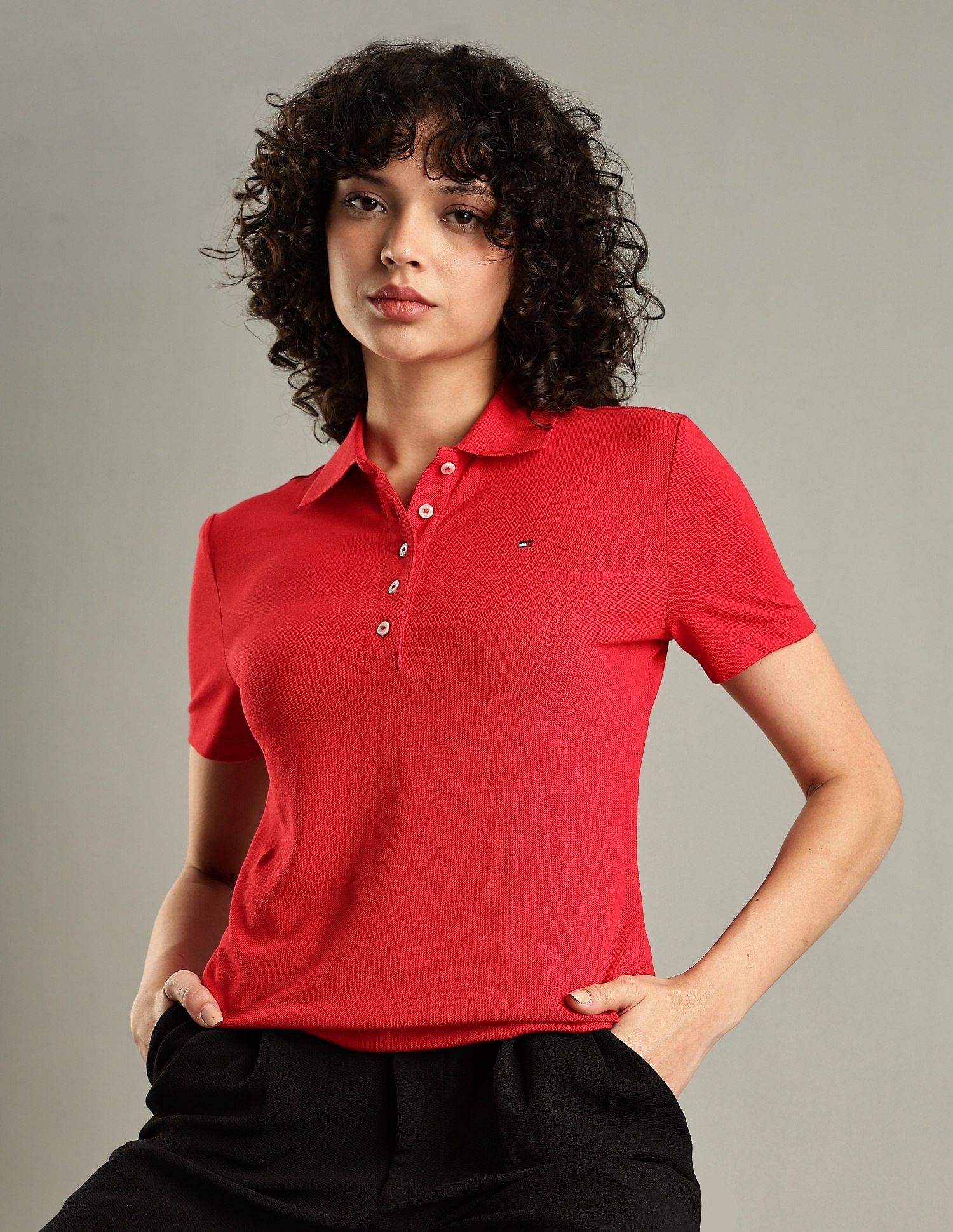 Tommy Hilfiger Solid Regular-Fit Cotton Polo T-Shirt