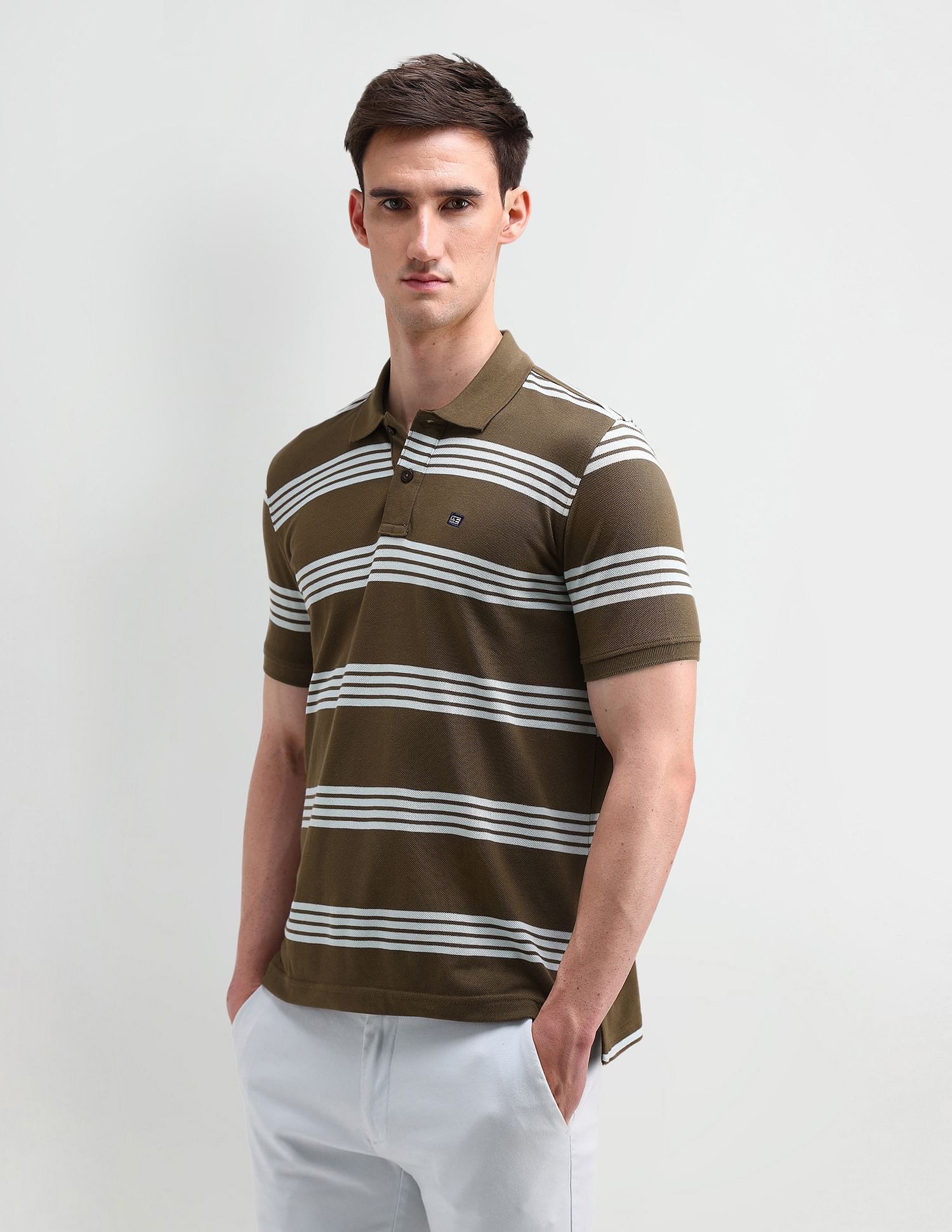 Arrow Sport Horizontal Striped Regular Fit Polo Shirt