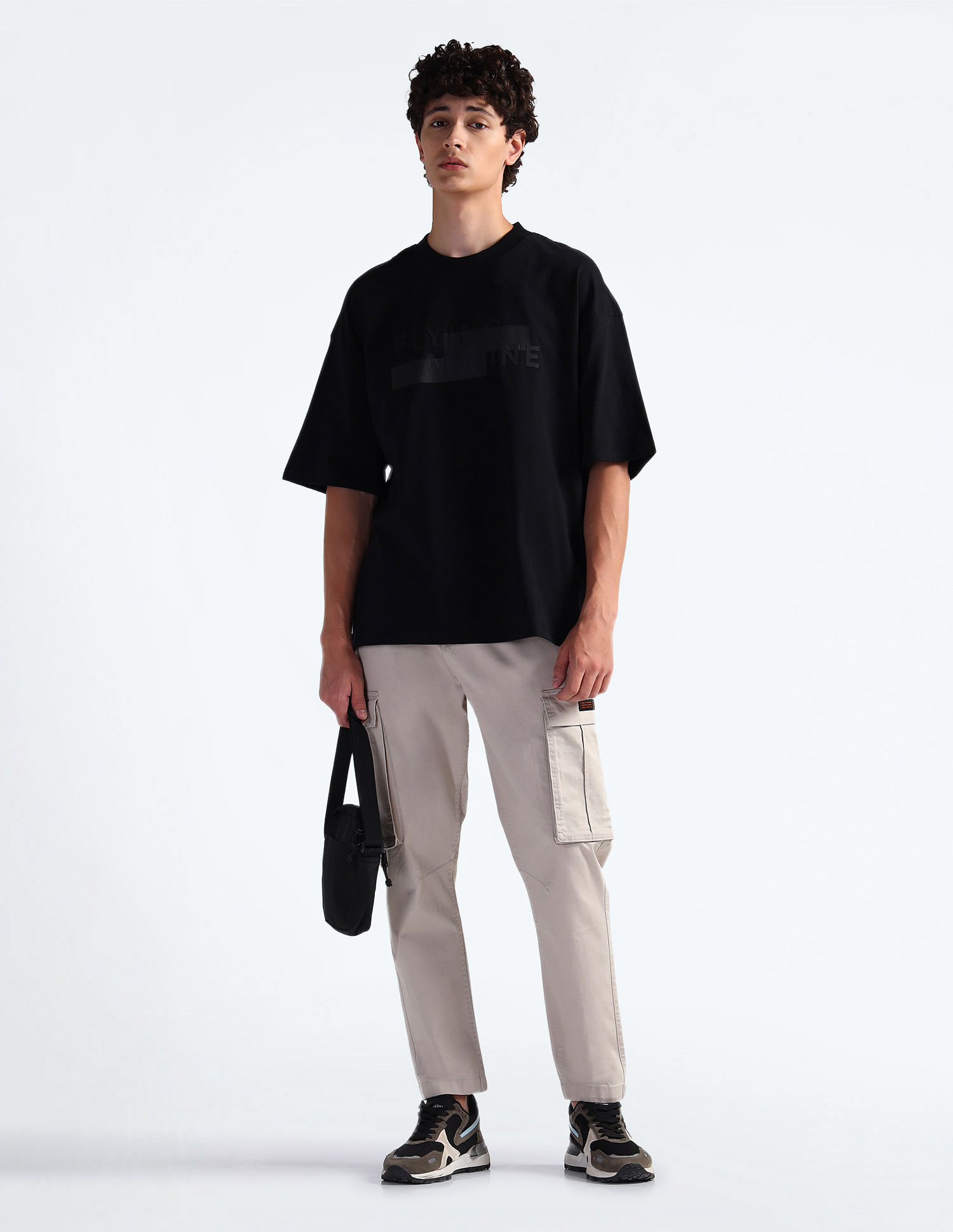 Flying Machine Twill Solid Cargo Trousers