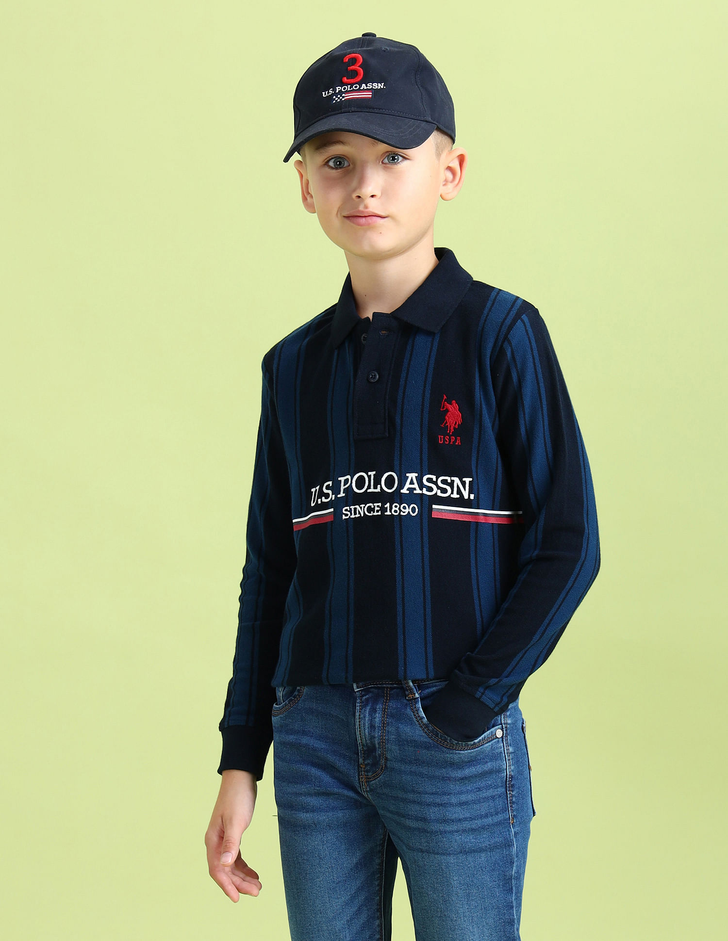 U.S. Polo Assn. Kids Boys Graphic Printed Regular Fit Polo Shirt