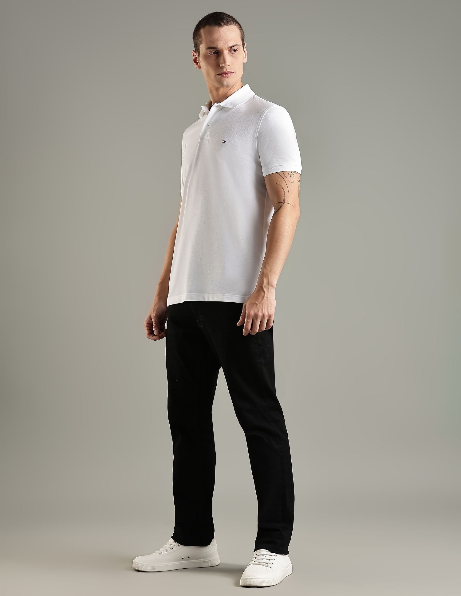 Tommy Hilfiger Solid Regular Fit Cotton Polo T-Shirt