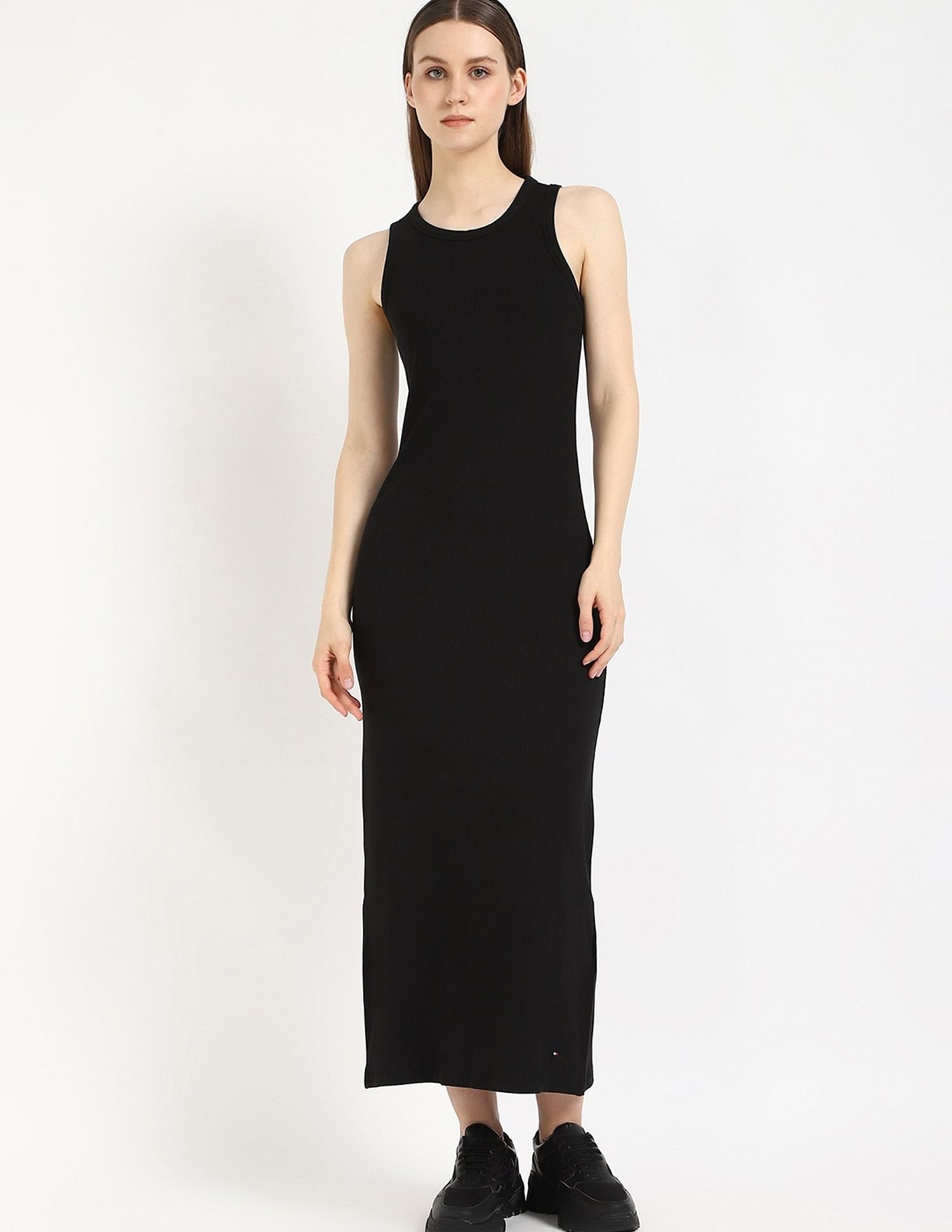 Tommy Hilfiger Cotton Crew Neck Midi Dress