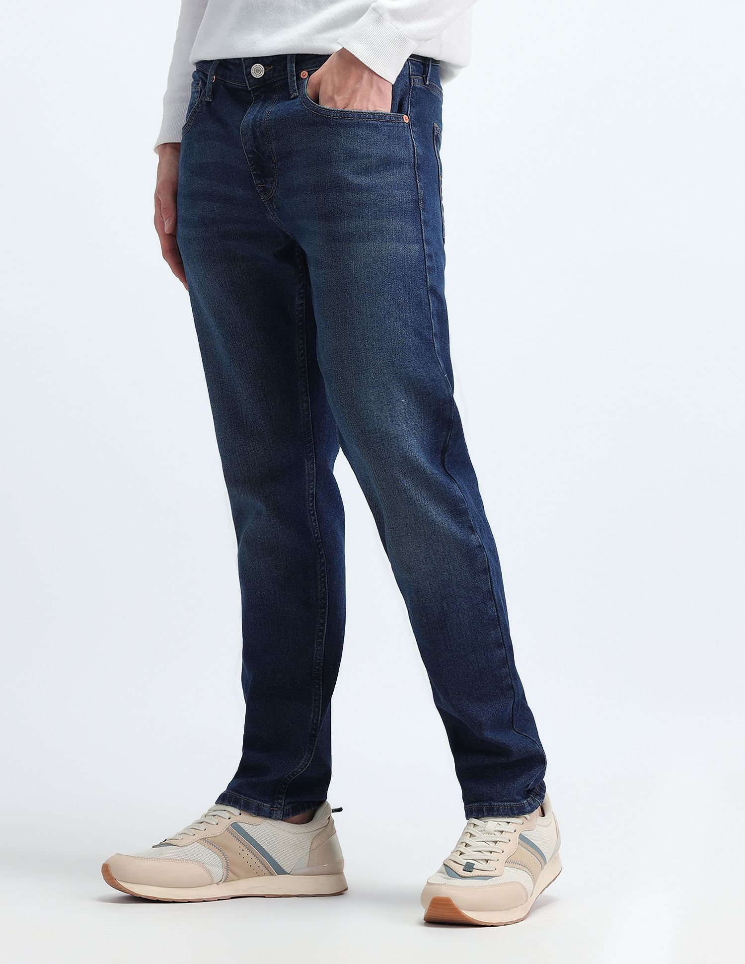 Flying Machine Slash Slim Tapered Fit Jeans