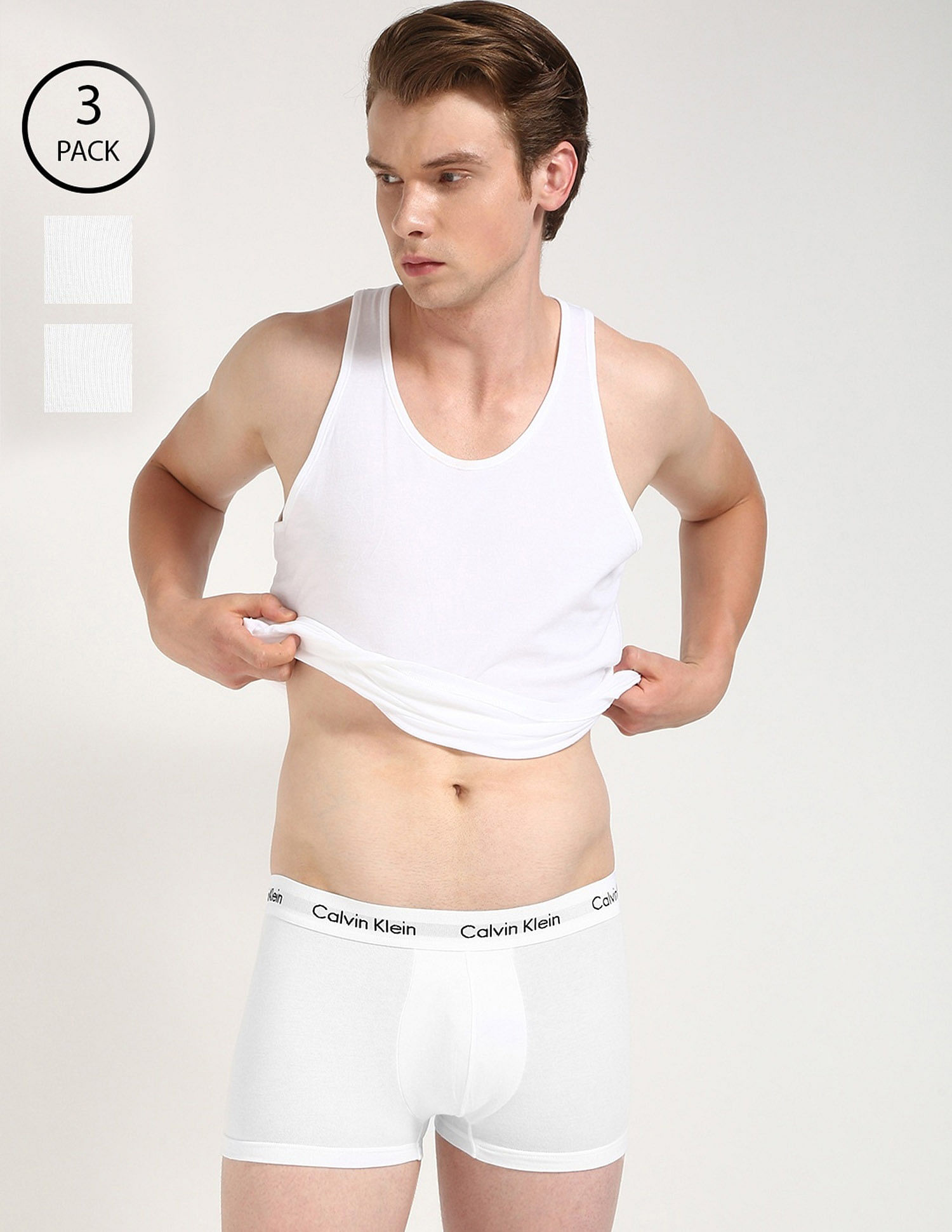 Calvin Klein Underwear Low Rise Solid White Trunks - Pack Of 3