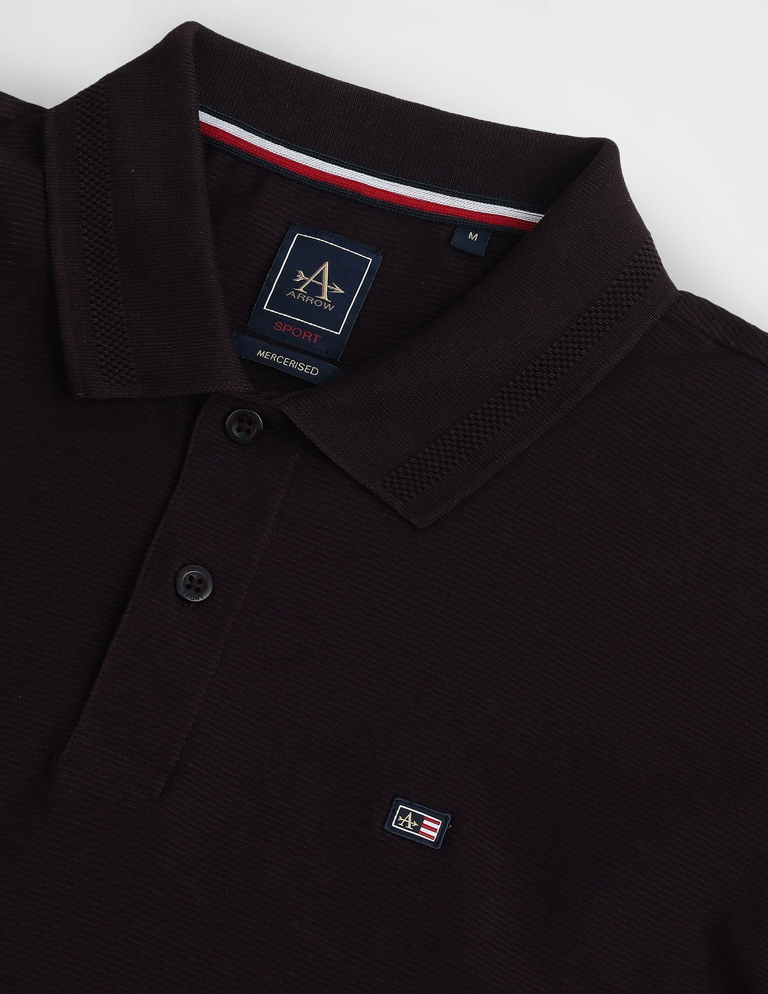 Arrow Sports Ribbed Collar Solid Polo Shirt