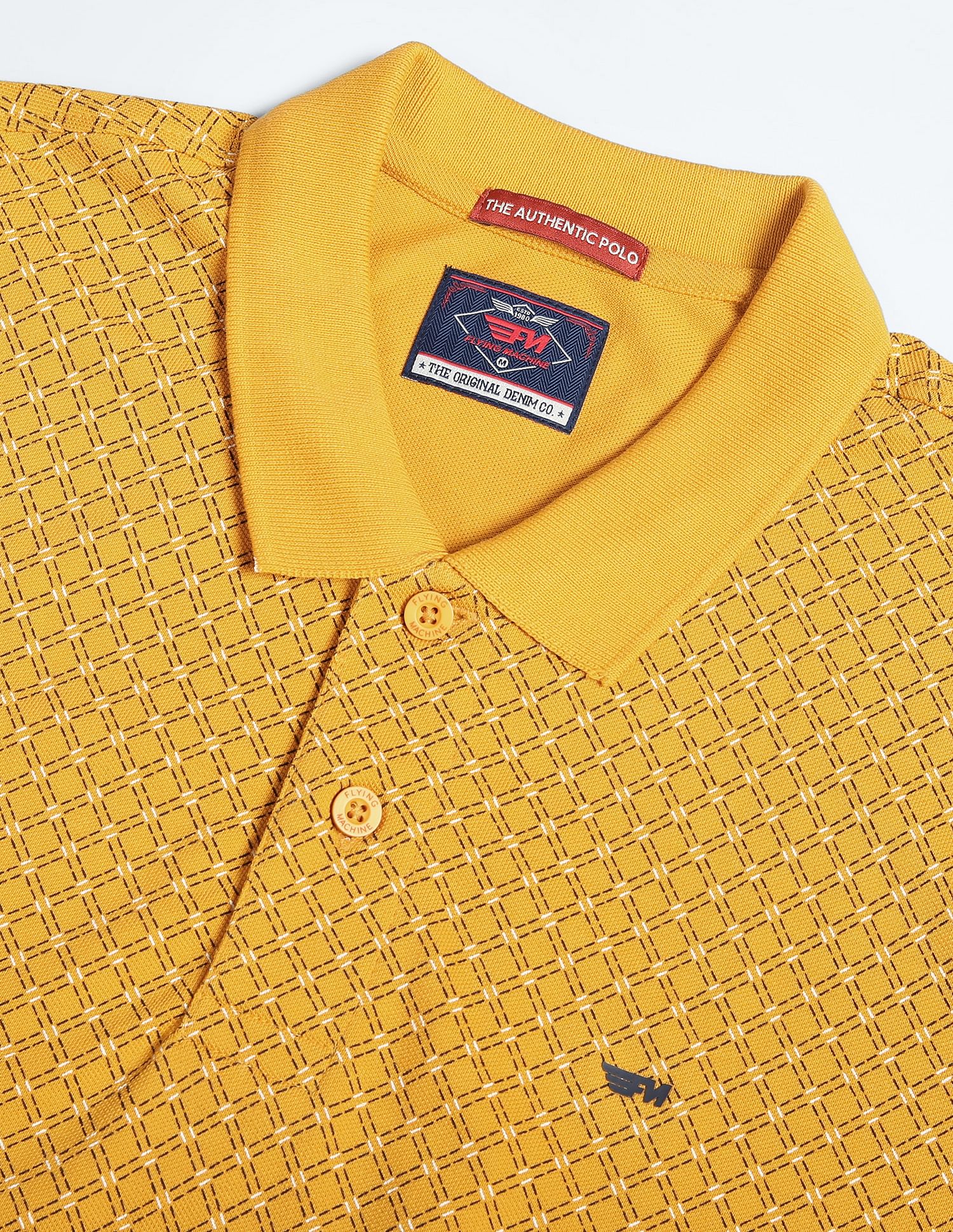 Flying Machine Pure Cotton Patterned Polo Shirt