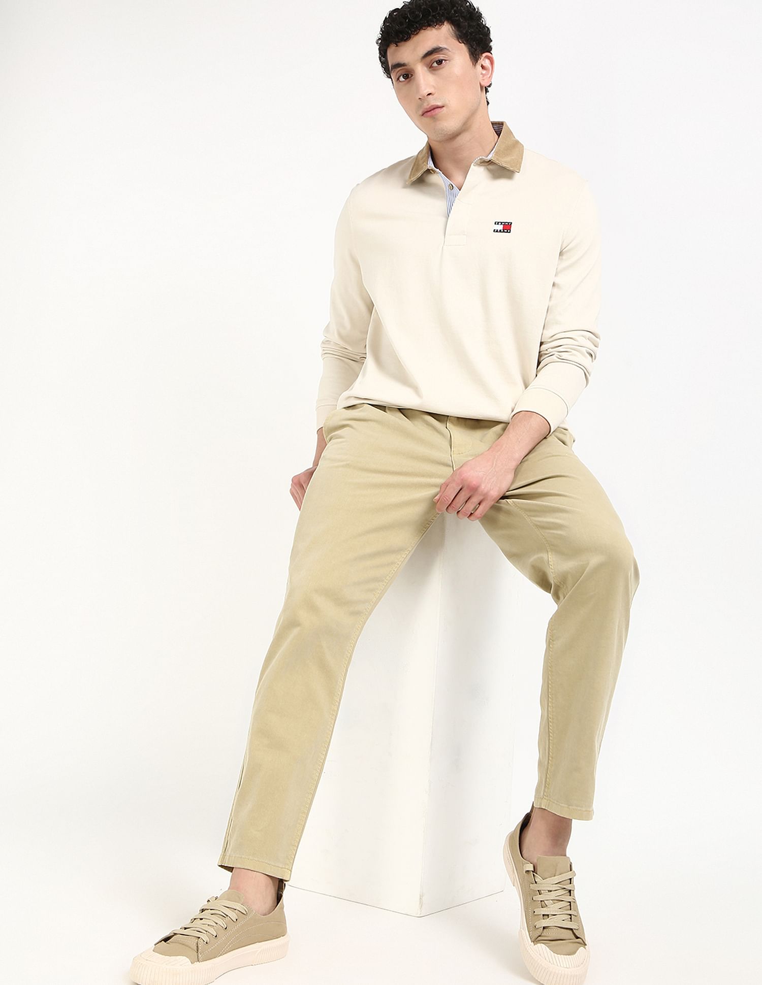 Tommy Hilfiger Kids Tan Solid Trousers for Earthy Style