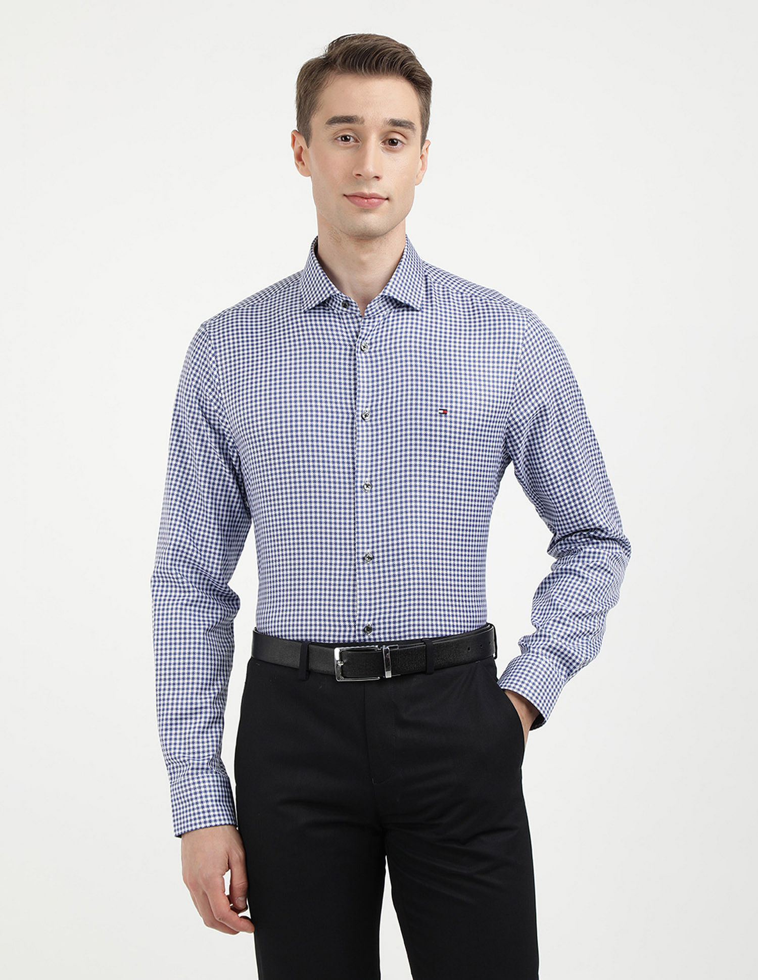 Tommy Hilfiger Satin Puppytooth Slim Fit Shirt