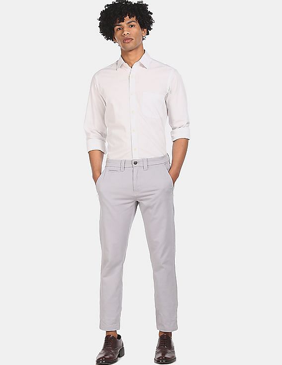 Calvin Klein Men Grey Skinny Fit Solid Stretch Chino Trousers