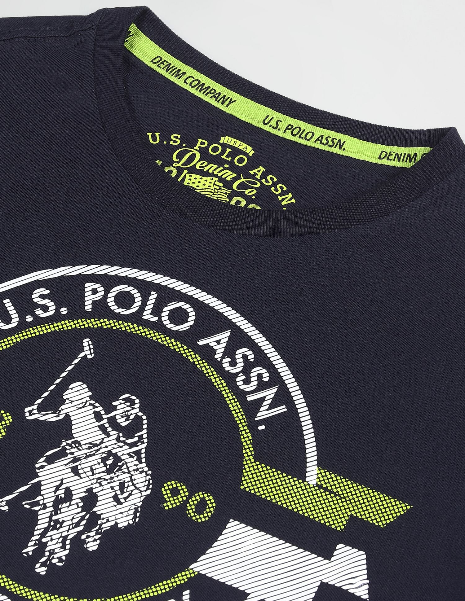U.S. Polo Assn. Denim Co. Ribbed Neck Brand Print T-Shirt
