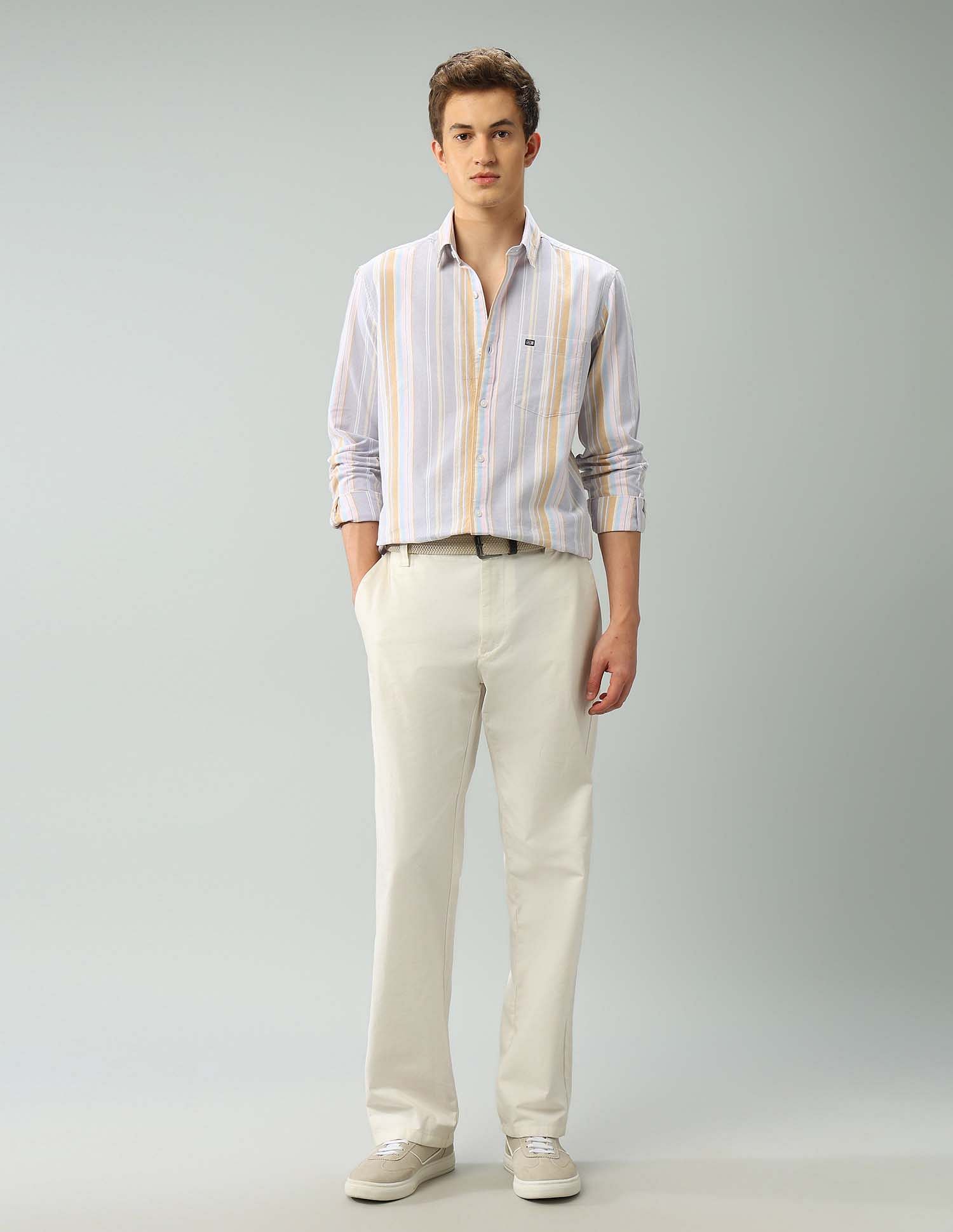 Arrow Sport Air Soft Manhattan Slim Fit Vertical Striped Shirt
