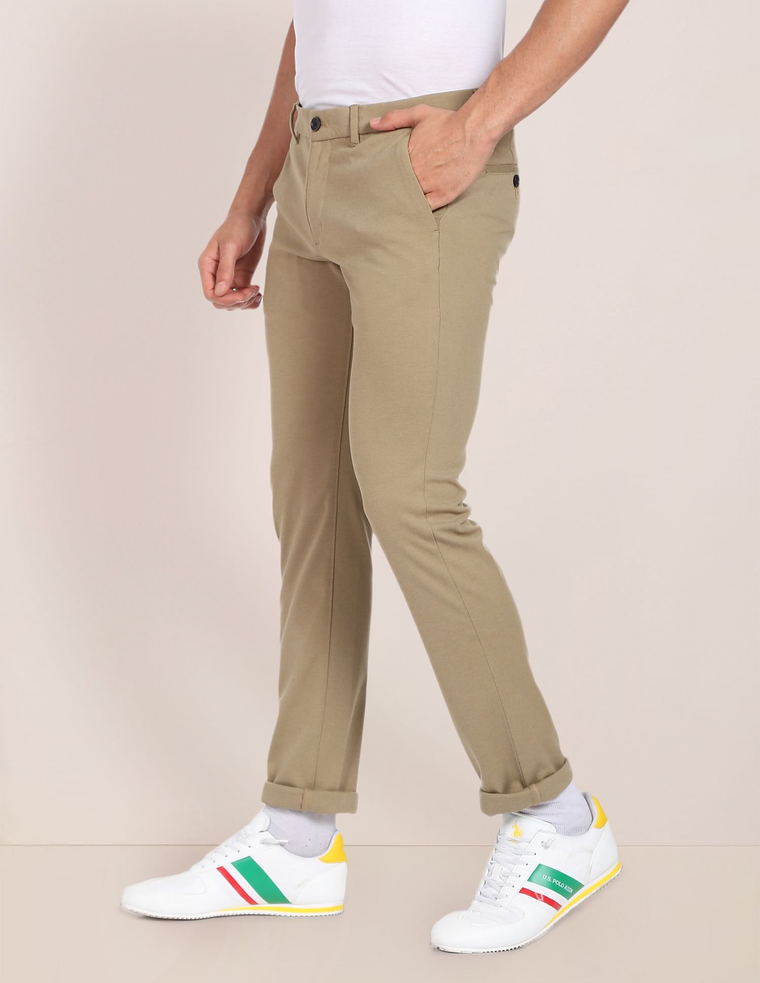 U.S. Polo Assn. Solid Denver Slim Fit Casual Trousers