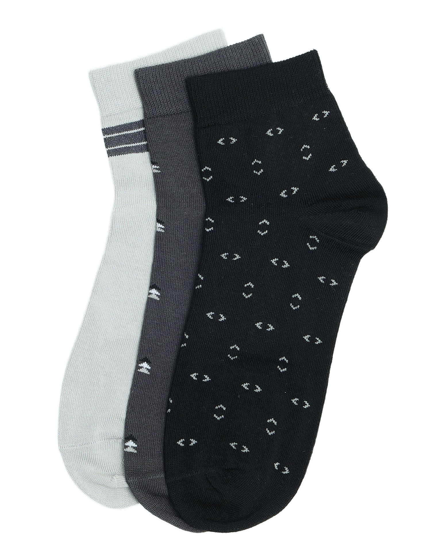 Arrow Mens Printed Ankle Length Cotton Socks - Pack Of 3