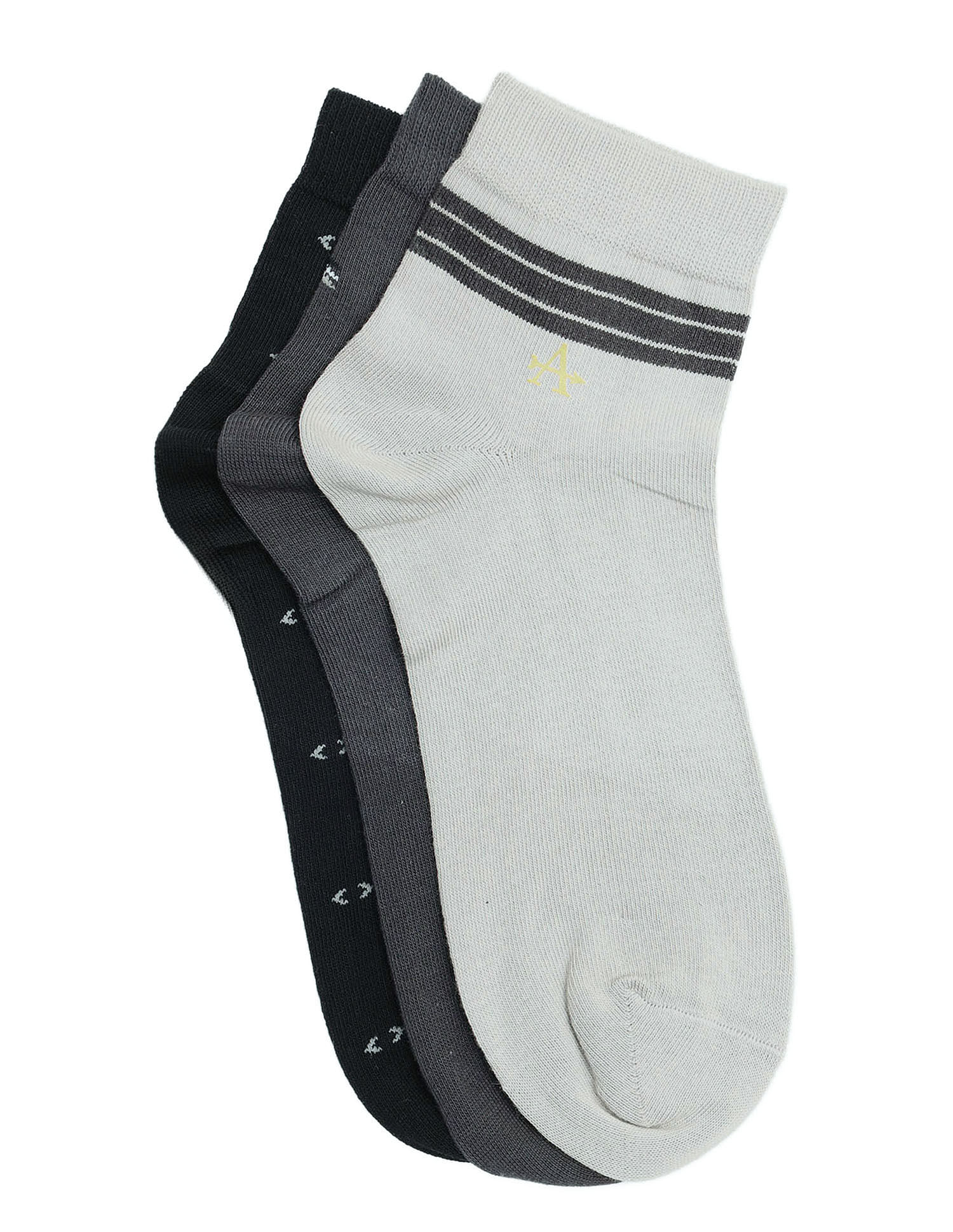 Arrow Mens Printed Ankle Length Cotton Socks - Pack Of 3