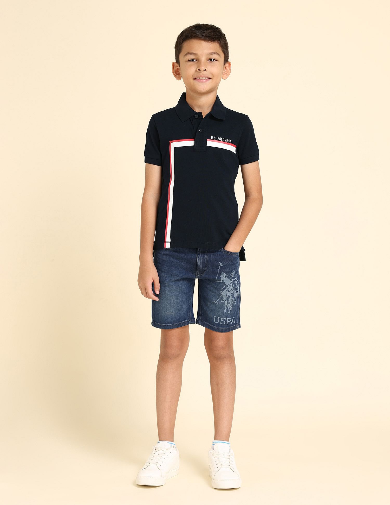 U.S. Polo Assn. Kids Boys Vertical Striped Regular Polo Shirt