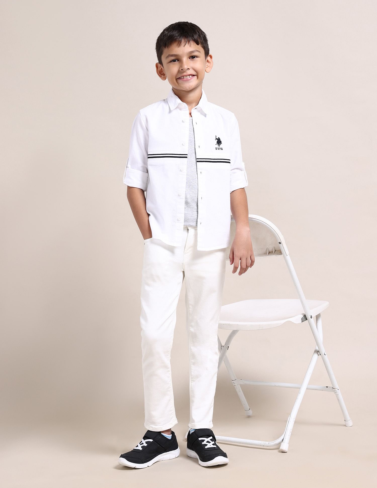 U.S. Polo Assn. Kids Boys Brand Stripe Cotton Shirt
