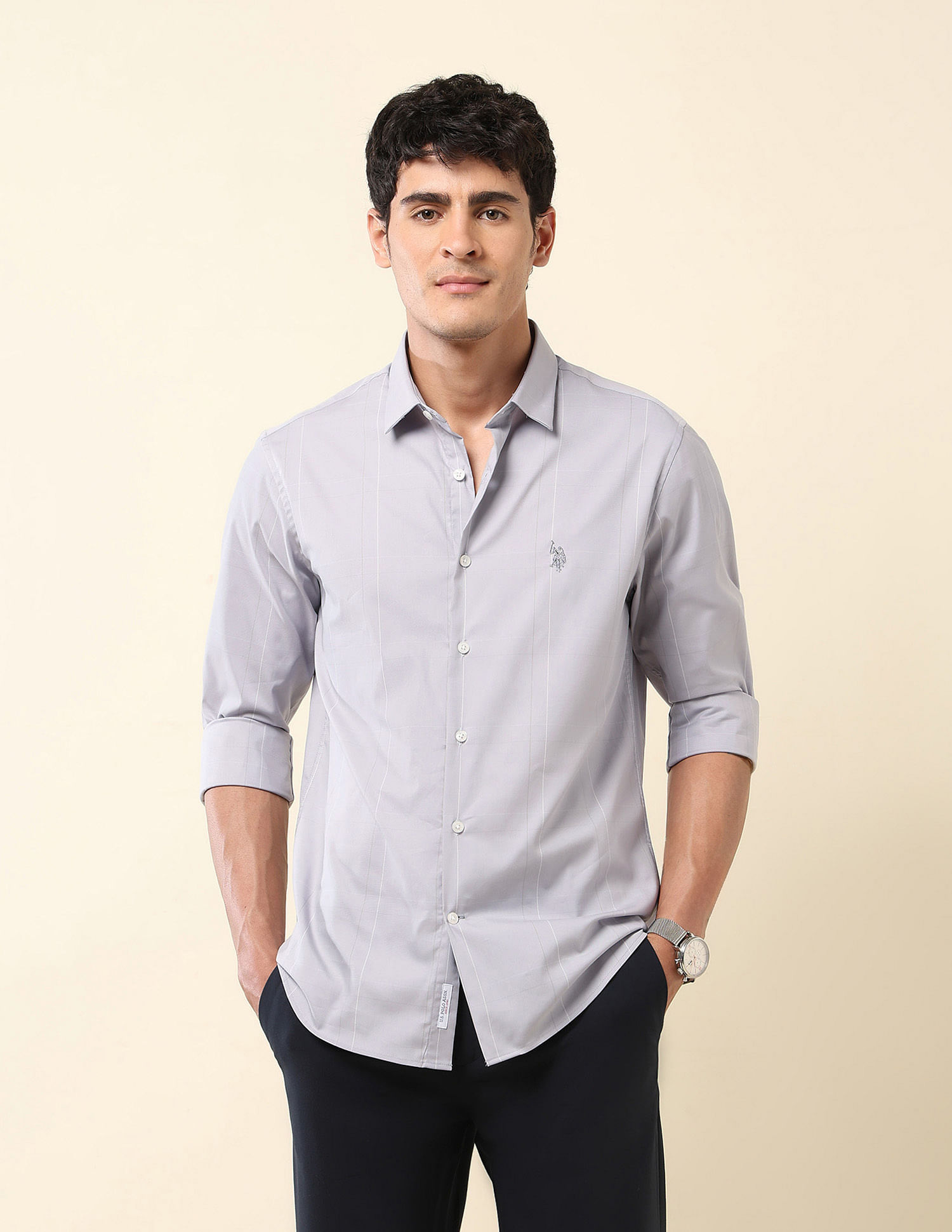 U.S. Polo Assn. Solid Slim Fit Twill Shirt