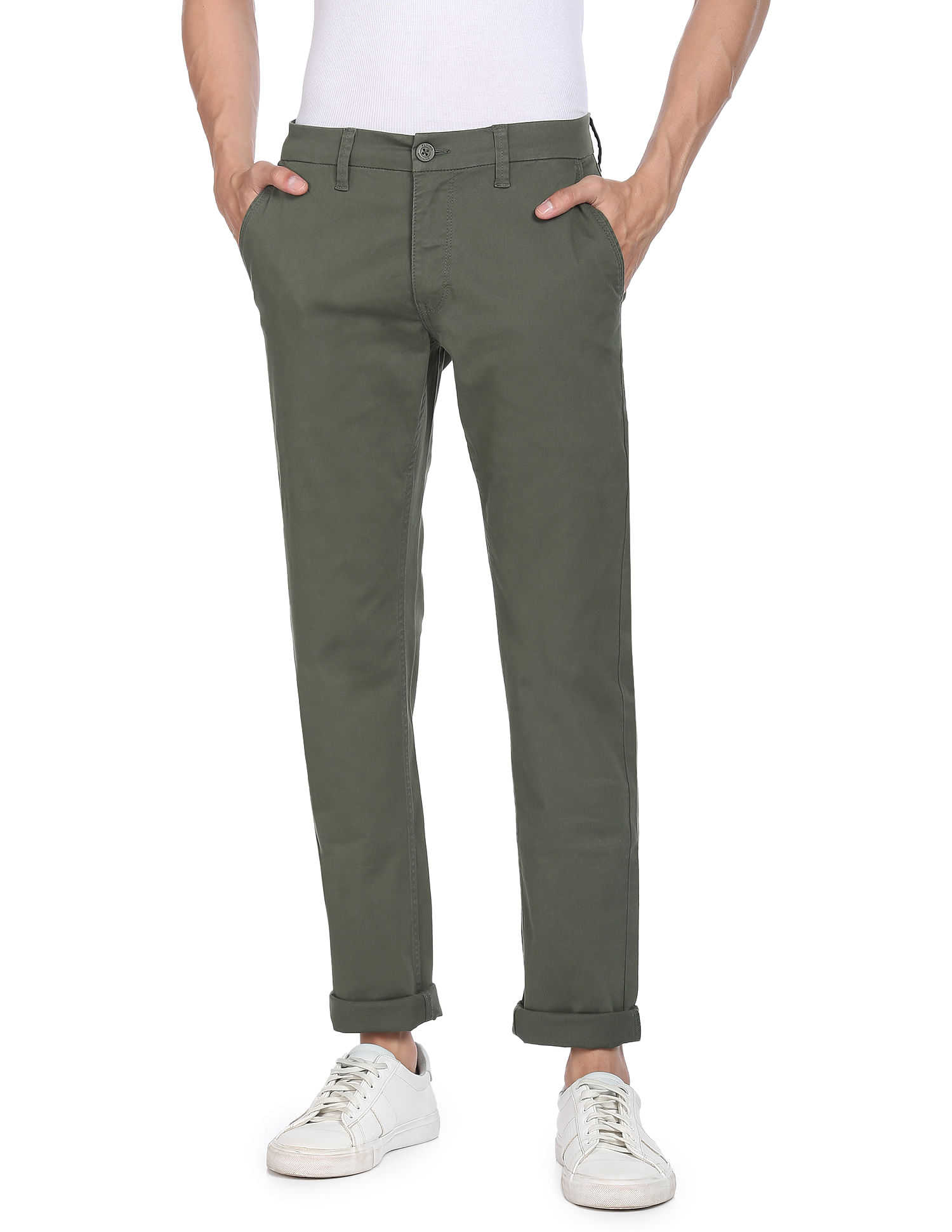 Flying Machine Mid Rise Solid Trousers
